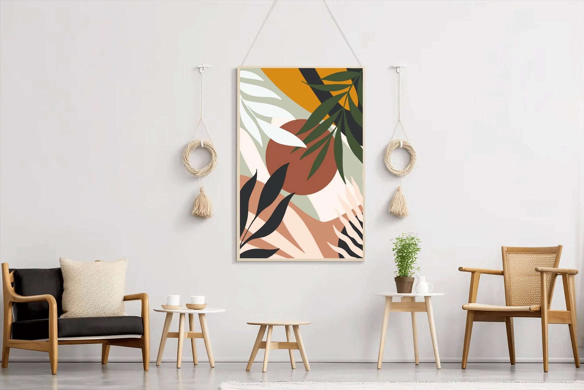 Abstract Design with Tropical Leaves shapes ArtWork - beink online art store