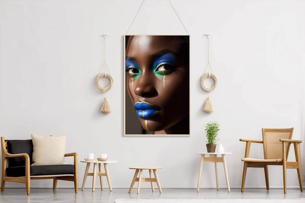 African Women Makeup With Blue Color Wall Art - beink online art store