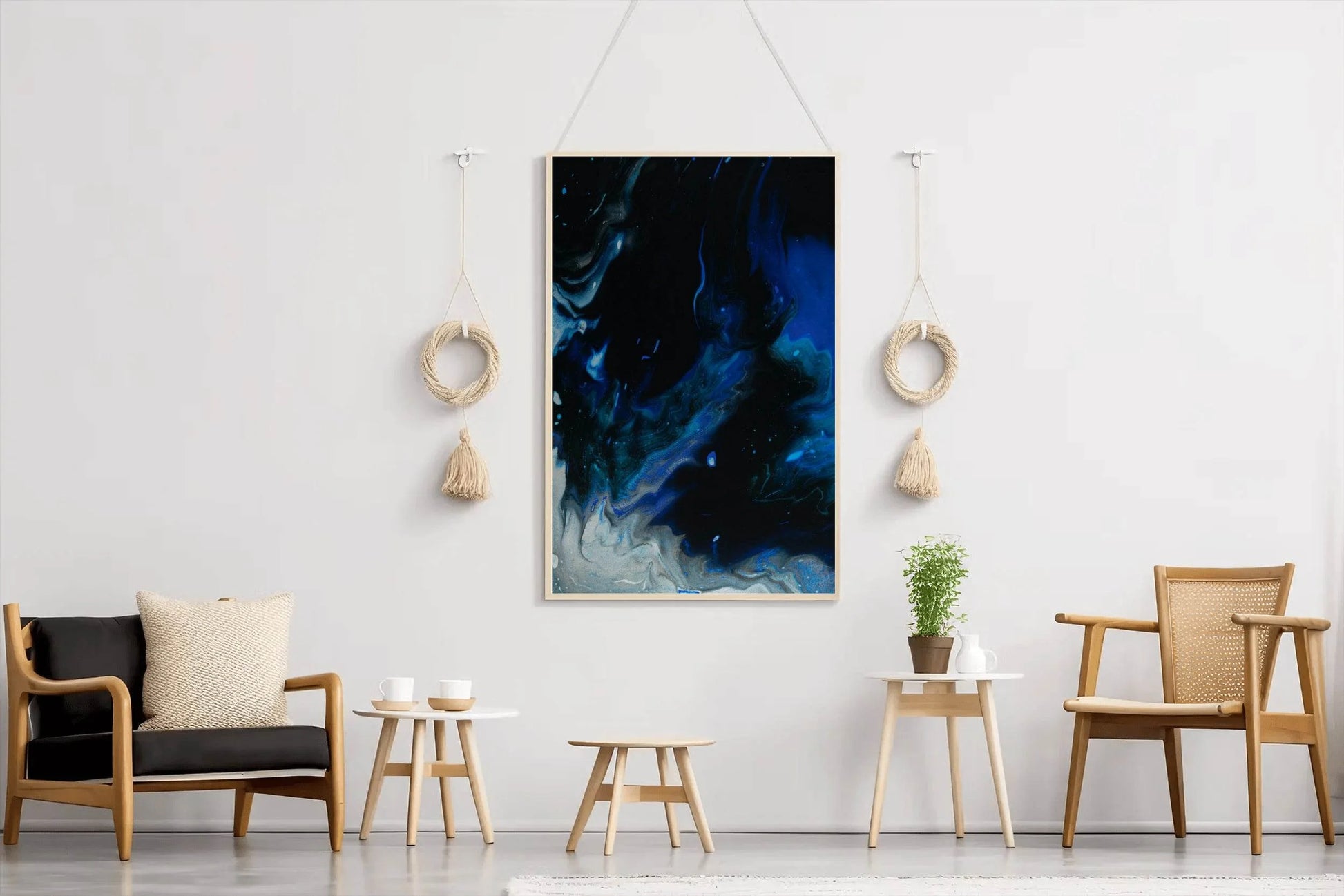Blue Mix flowing Paint Abstract Wall Art - beink online art store