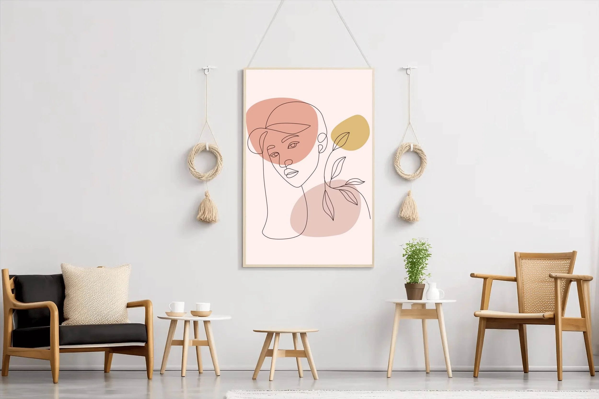 Minimal Design Of a Woman With a Hat Wall Art - beink online art store