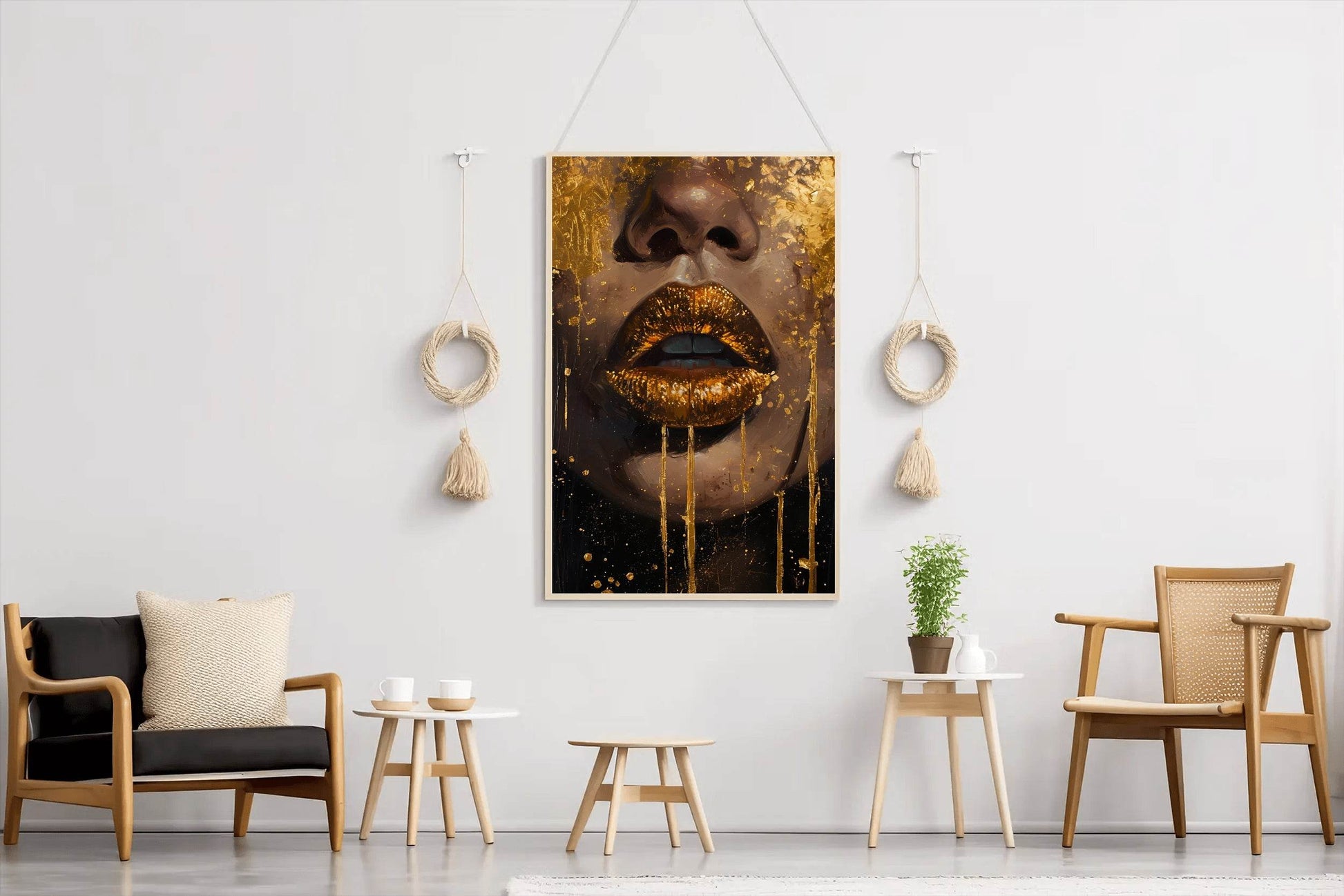 Woman Gold Lips Wall Art - beink online art store
