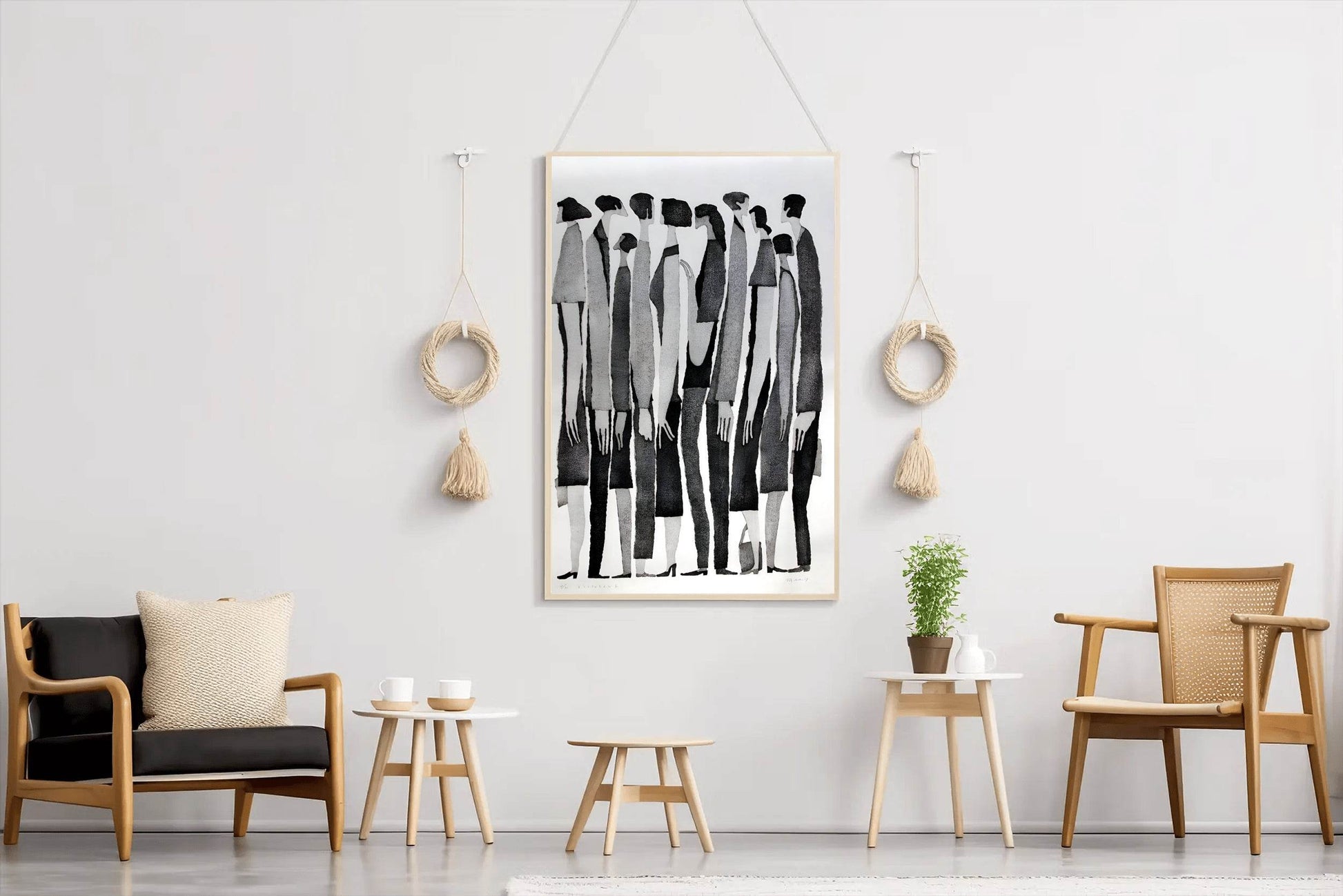 Waiting in Line - Static Posture and Linear Arrangement Art - beink online art store