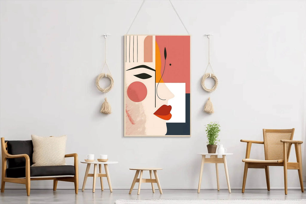 Creative Girl Face Abstract Wall Art - beink online art store