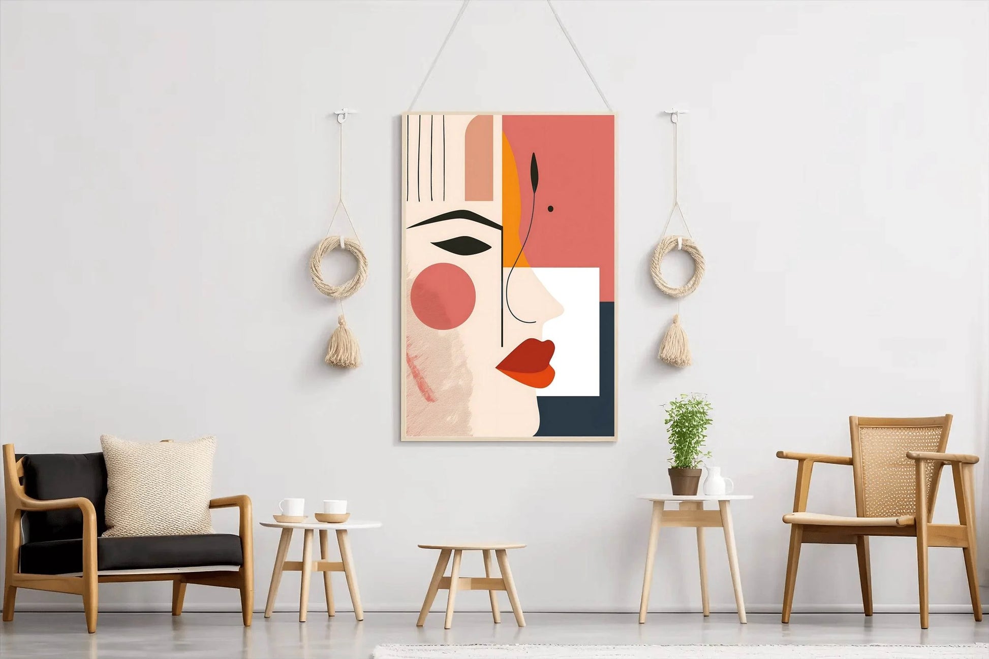 Creative Girl Face Abstract Wall Art - beink online art store