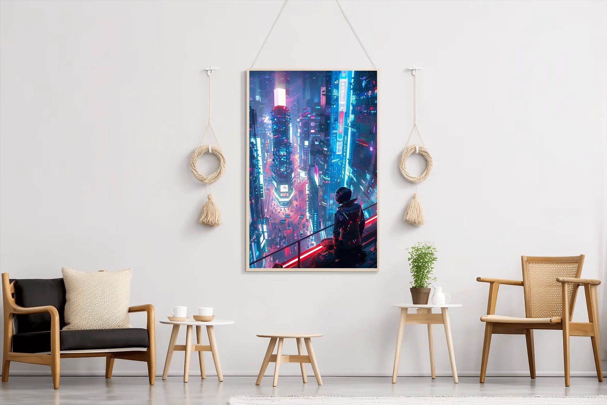 Cyberpunk City Street Neon Lights Wall Art - beink online art store