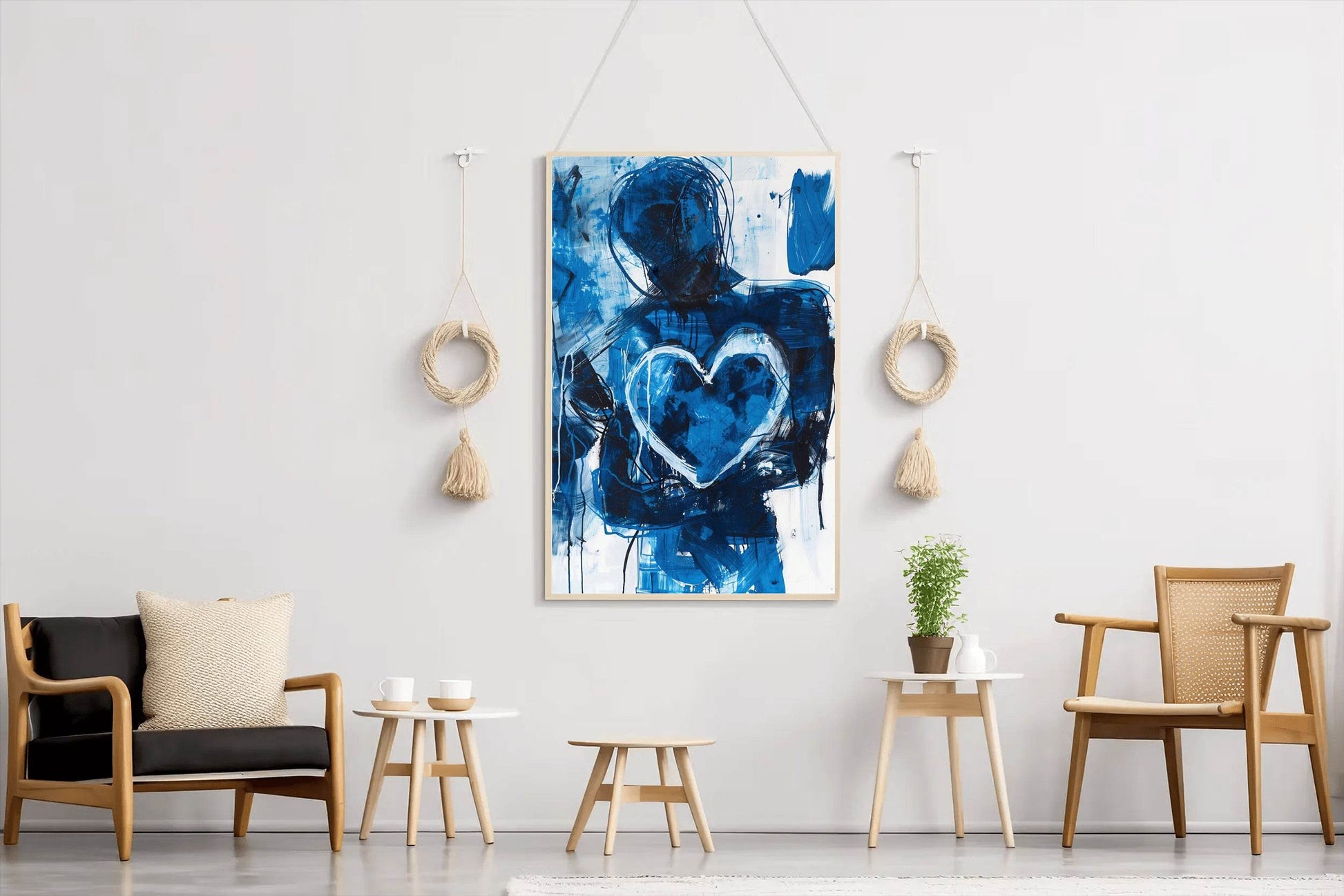 Blue Heart Painting With Oil Paint Wall Art - beink online art store