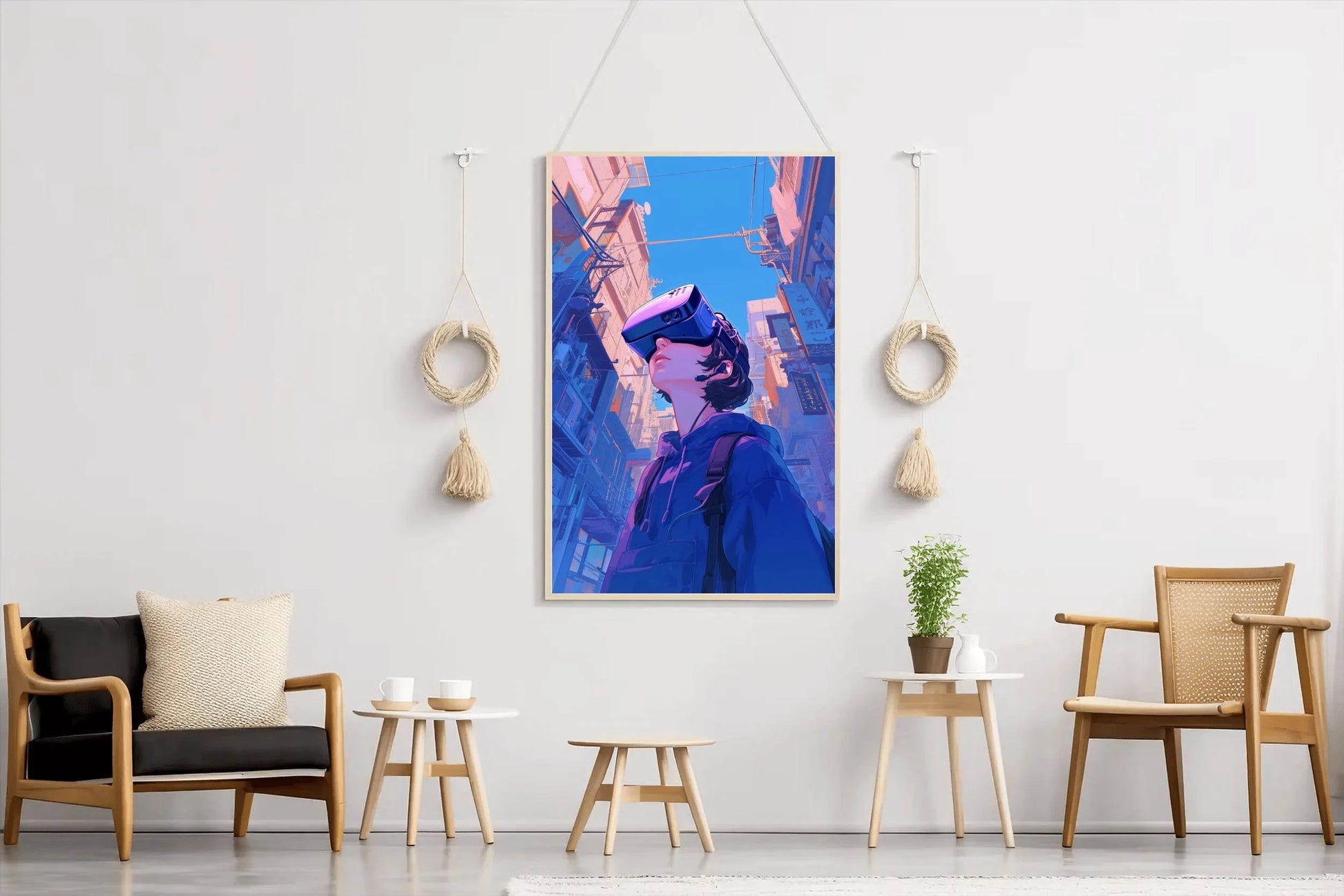 Anime Character with Virtual Reality Glasses Wall Art - beink online art store