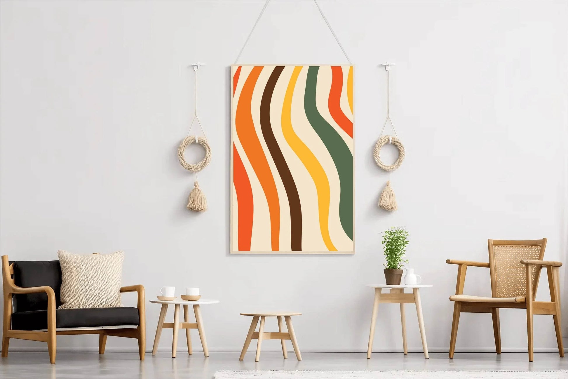 Painting Colored Wavy Lines Wall Art - beink online art store