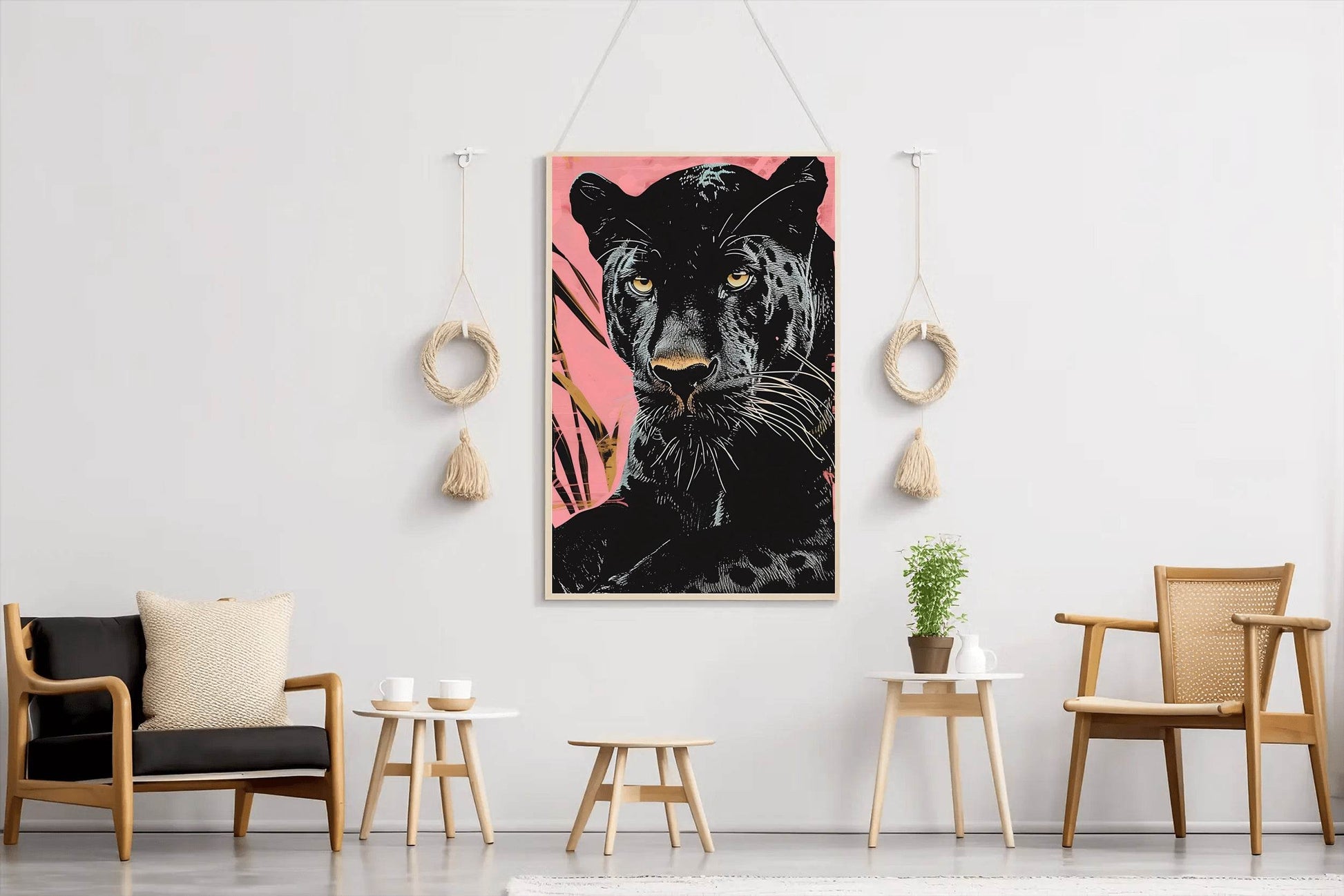 Majestic Black Panther With Pink Background - beink online art store