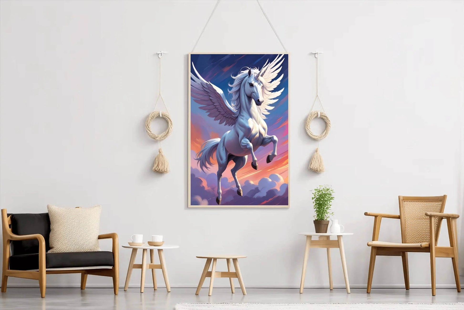 Painting of White Flying Unicorn Wall Art - beink online art store
