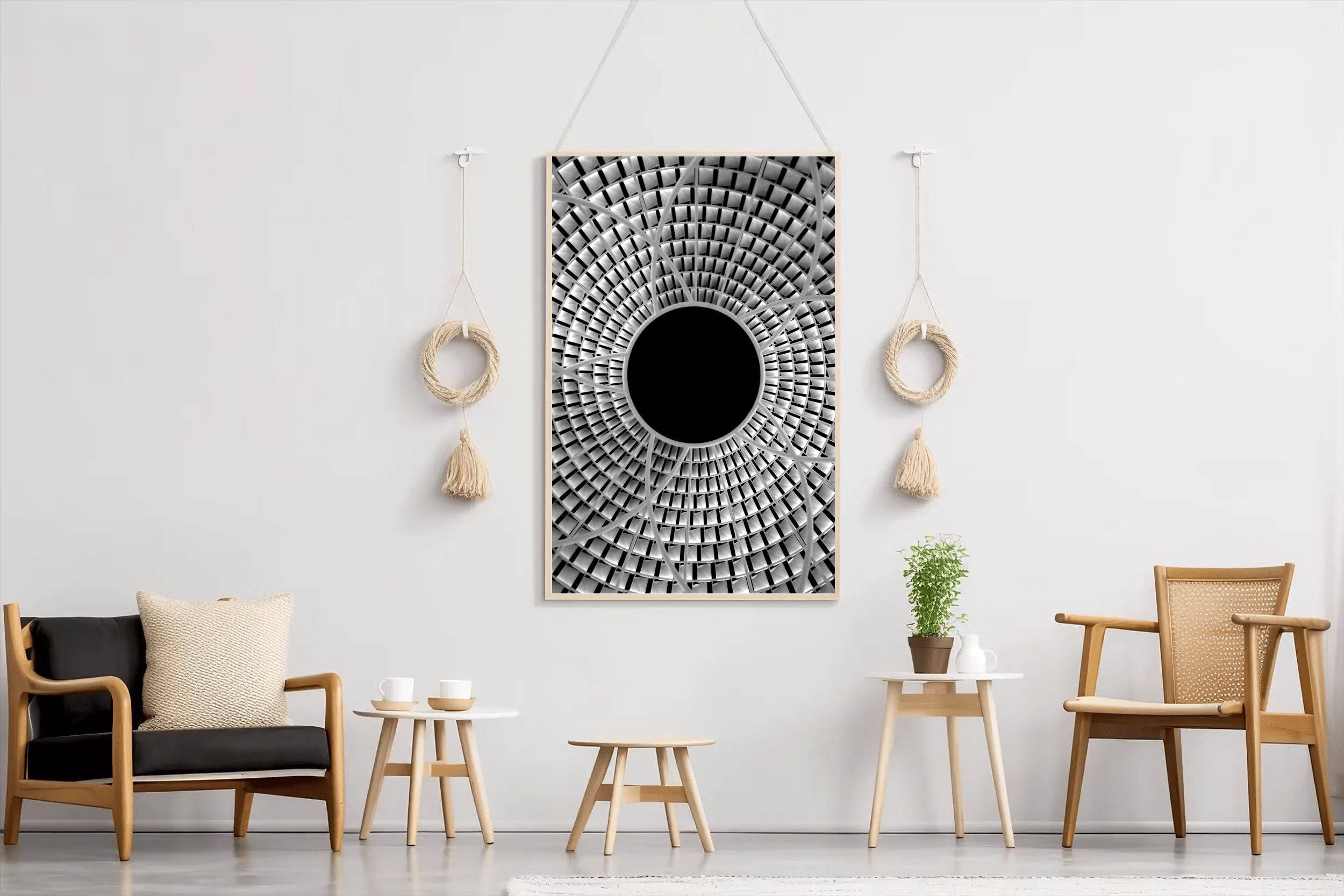 Open Hole Ceiling Architecture Black & White Wall Art - beink online art store