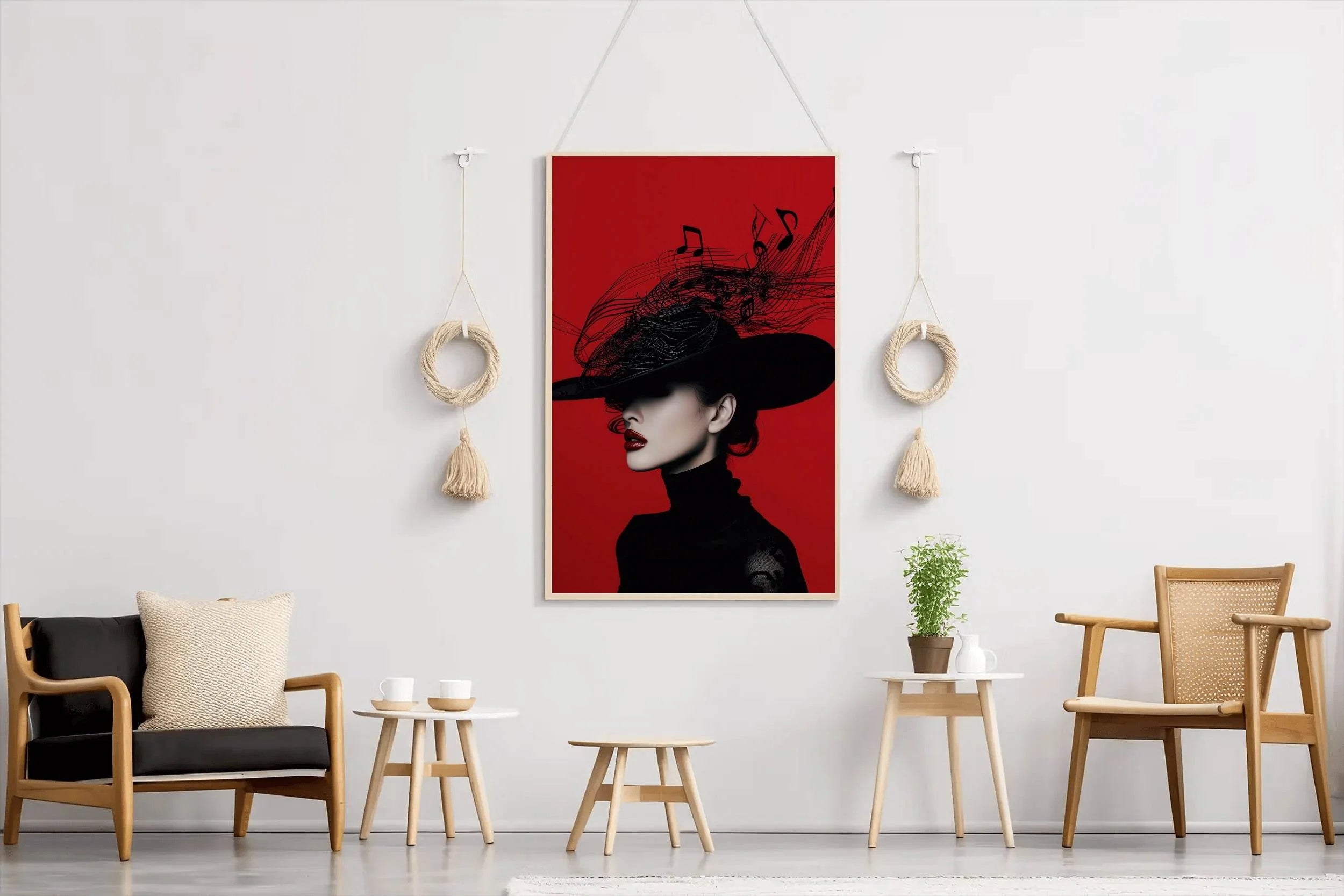 Elegant Lady With Black Hat Modern Wall Art - beink online art store