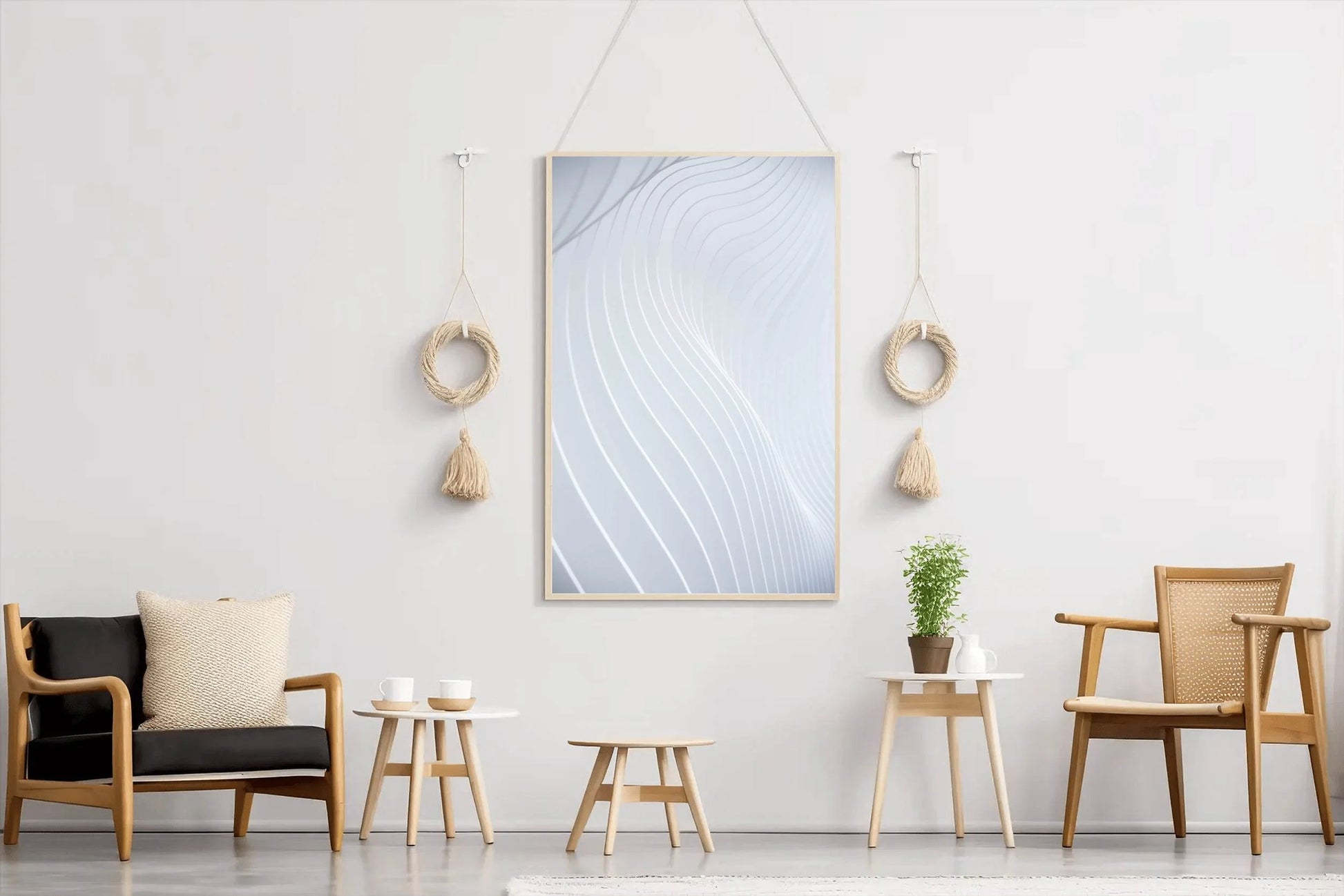 White Technology Waves Abstract Wall Art - beink online art store