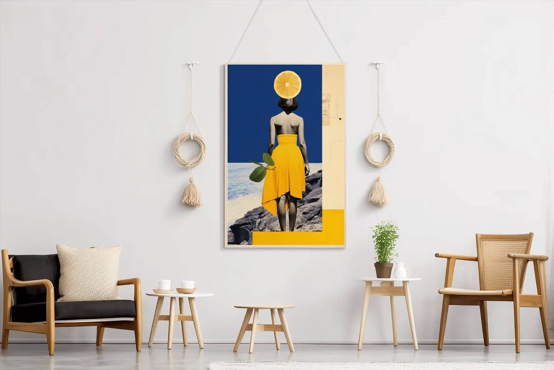 Girl Standing On a Rock Near Sea Abstract Wall Art - beink online art store