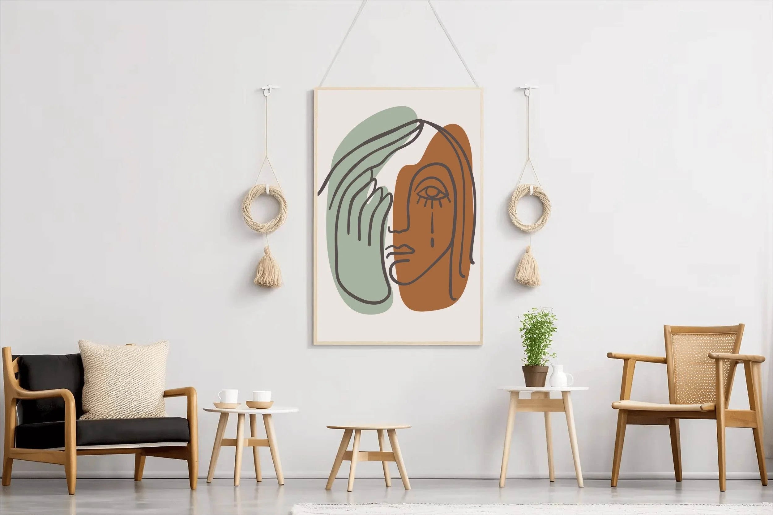 Minimalist Portrait with a Hand Covering an Eye ArtWork - beink online art store