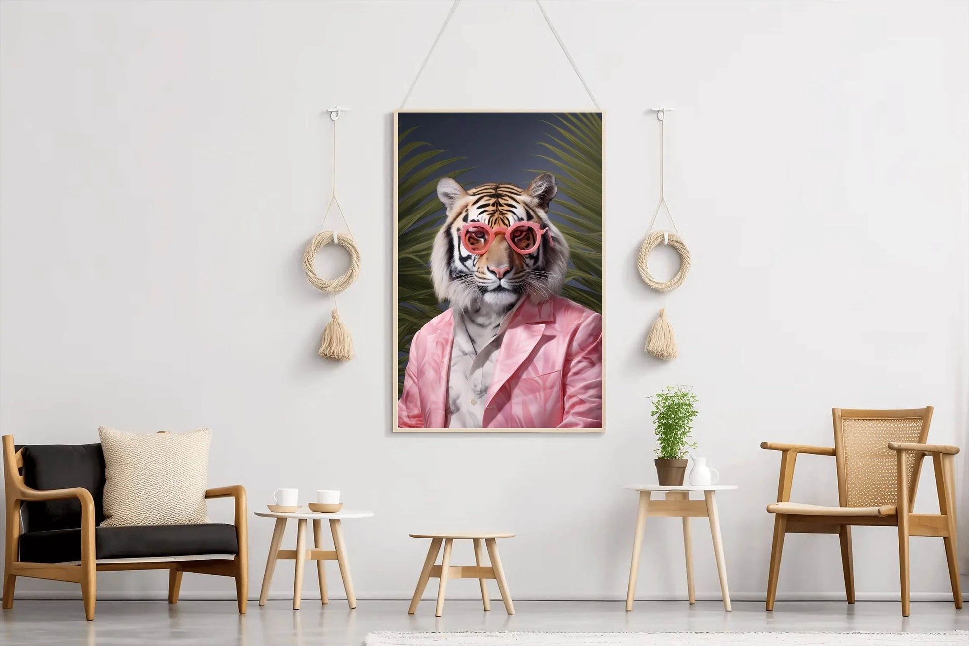 Tiger Wearing Pink Goggle and Coat Animal Wall Art - beink online art store