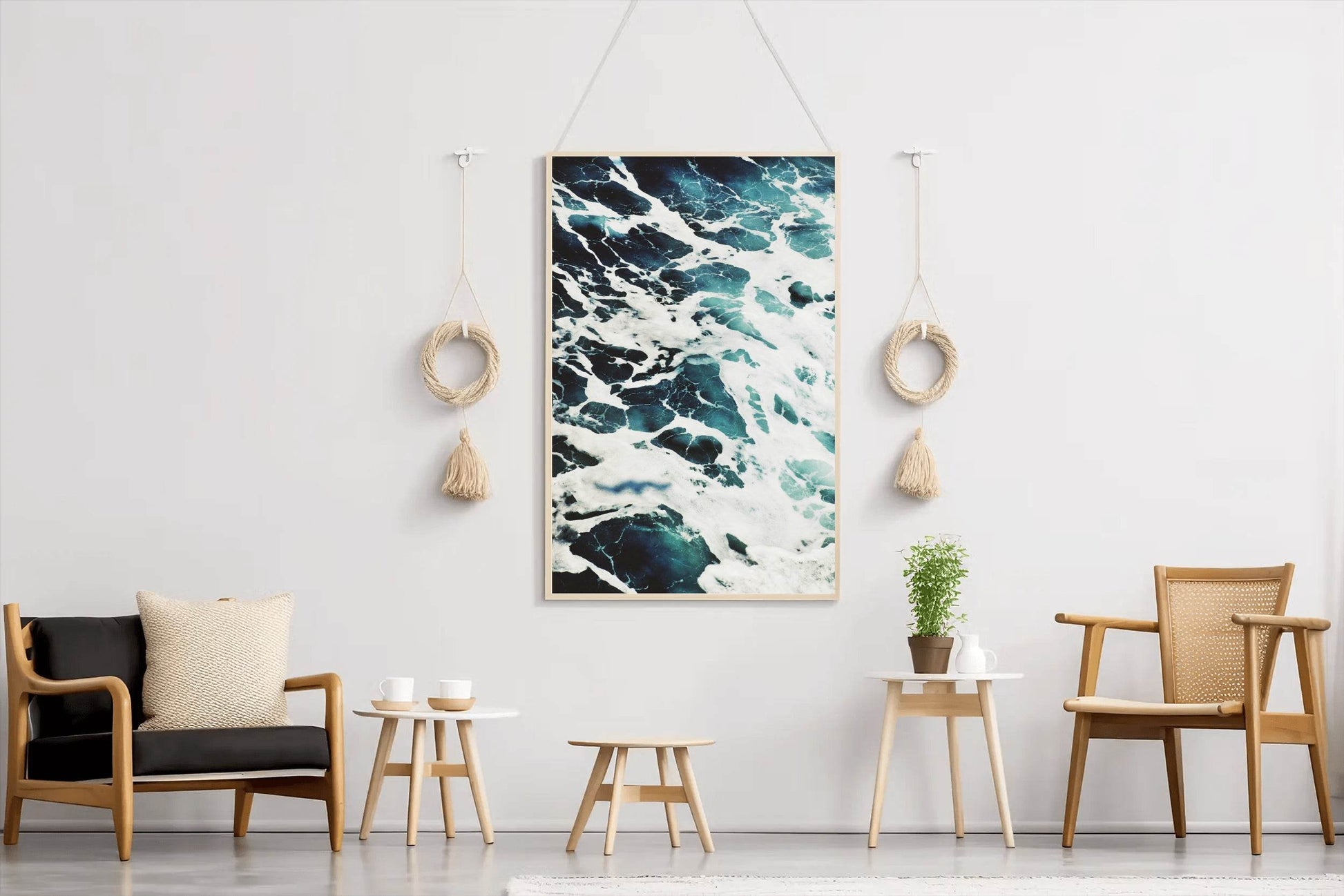 White Sea Waves Abstract Wall Art - beink online art store