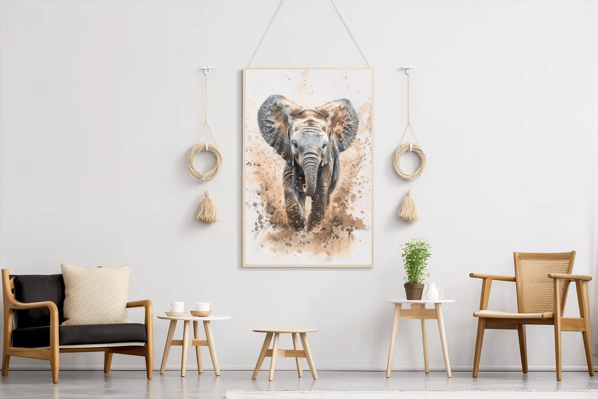 Elephant Running in Dirt Animal Wall Art - beink online art store