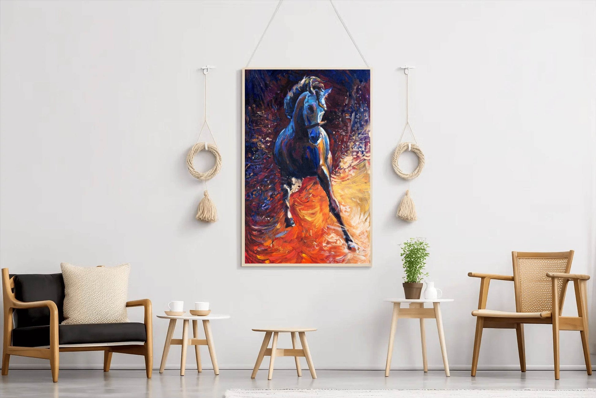Oil Painting Of Rebellious Horse Wall Art - beink online art store