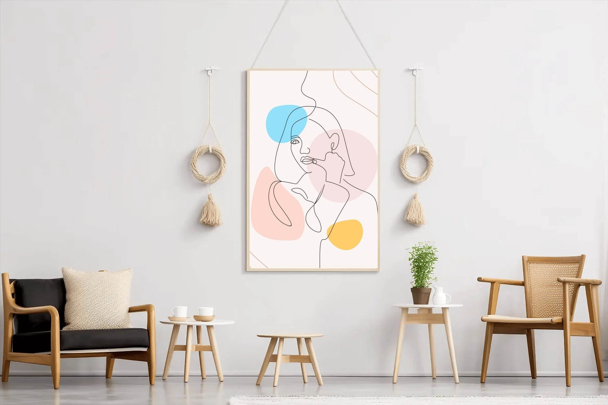 Women Colorful Linear Face Wall Art - beink online art store