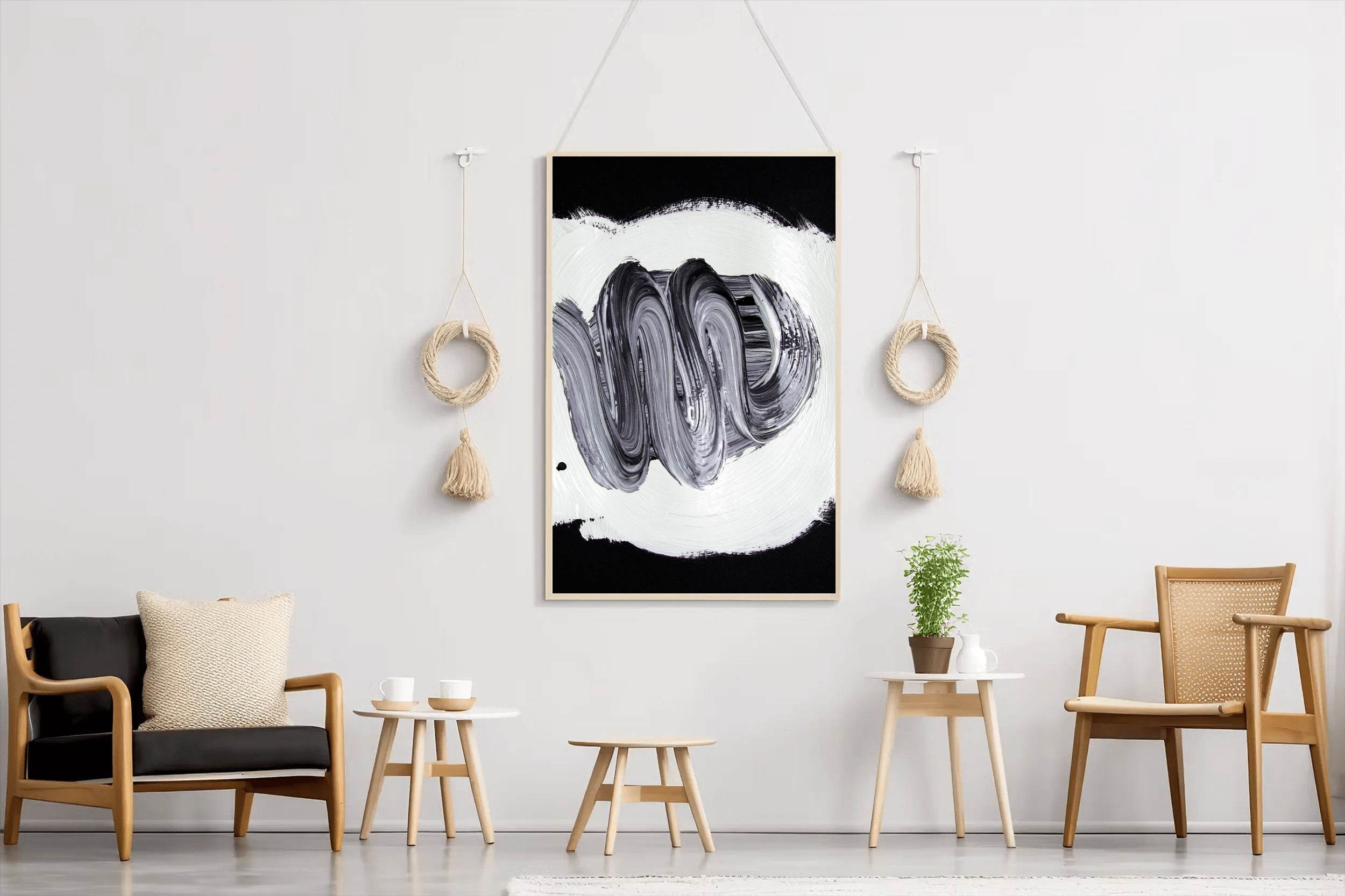 Pain Brush Stroke Black & White Wall Art - beink online art store