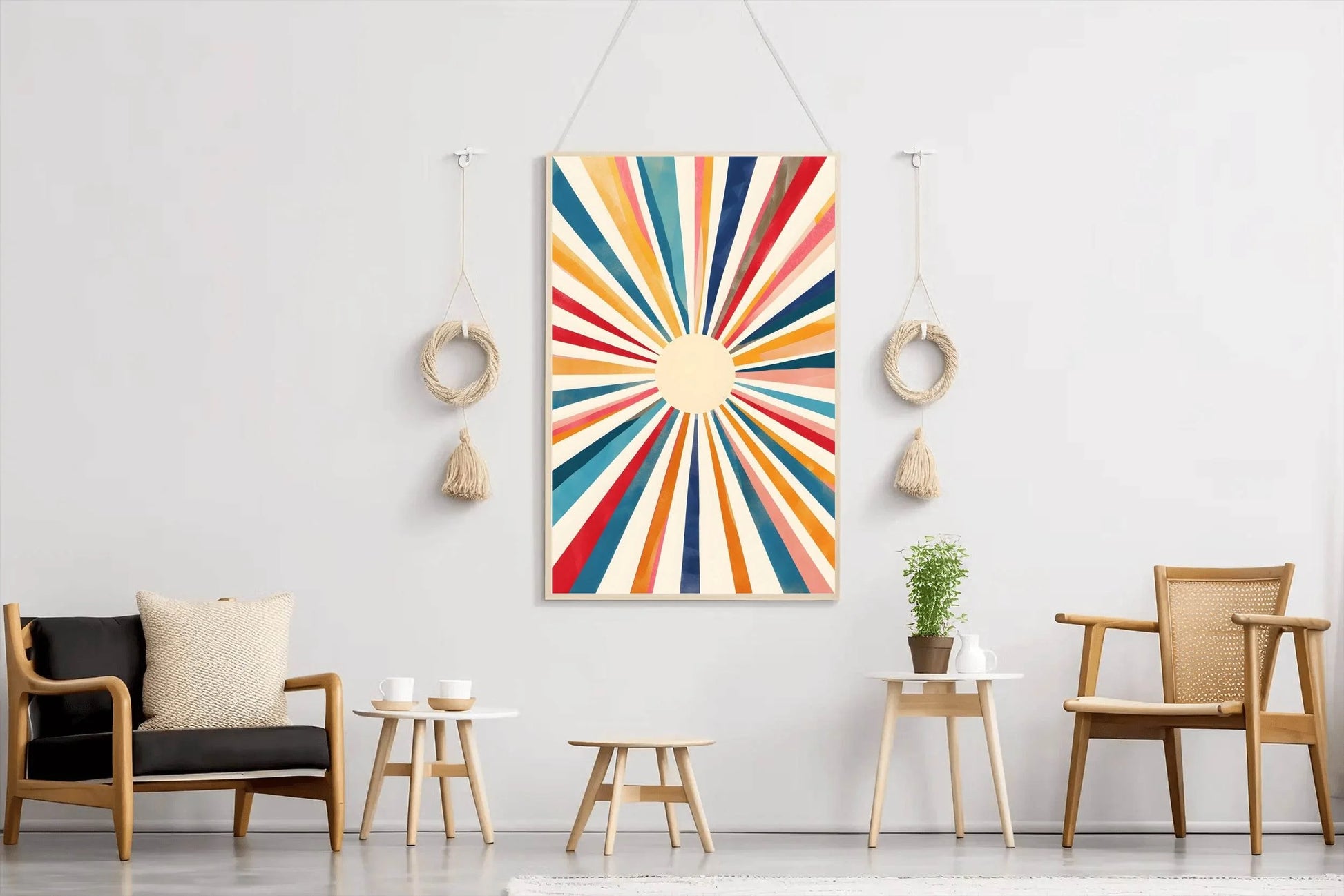 Abstract Sun Ray Retro Background Digital Art - beink online art store