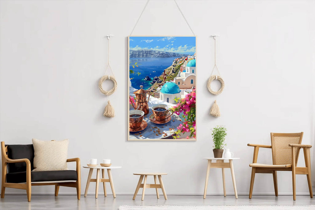 Greek Coffee in Santorini Wall Art - beink online art store
