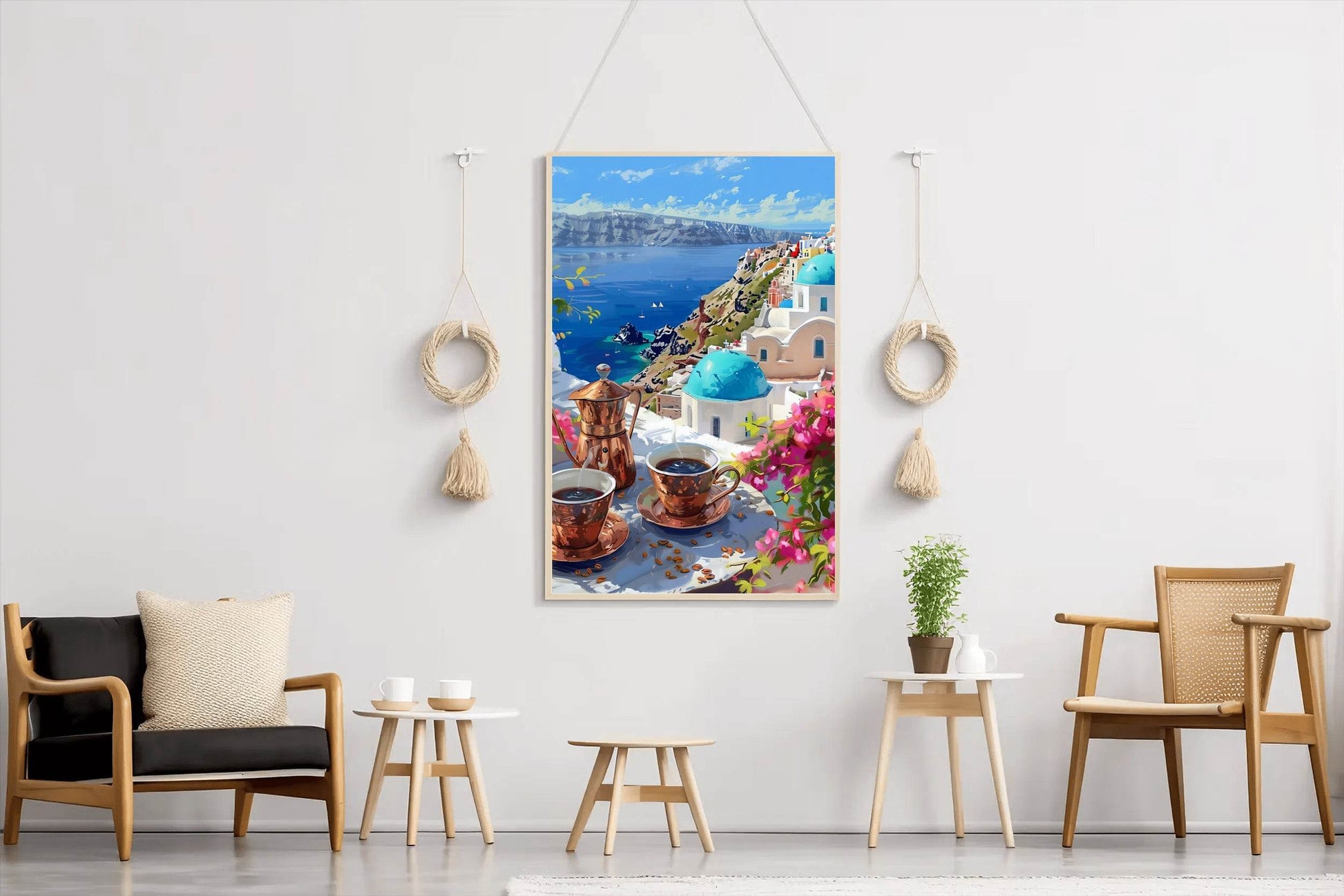 Greek Coffee in Santorini Wall Art - beink online art store