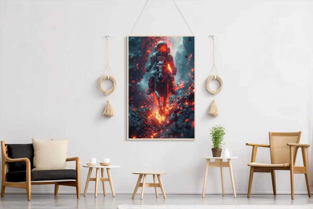 astronaut in suit riding horse Wall Art - beink online art store