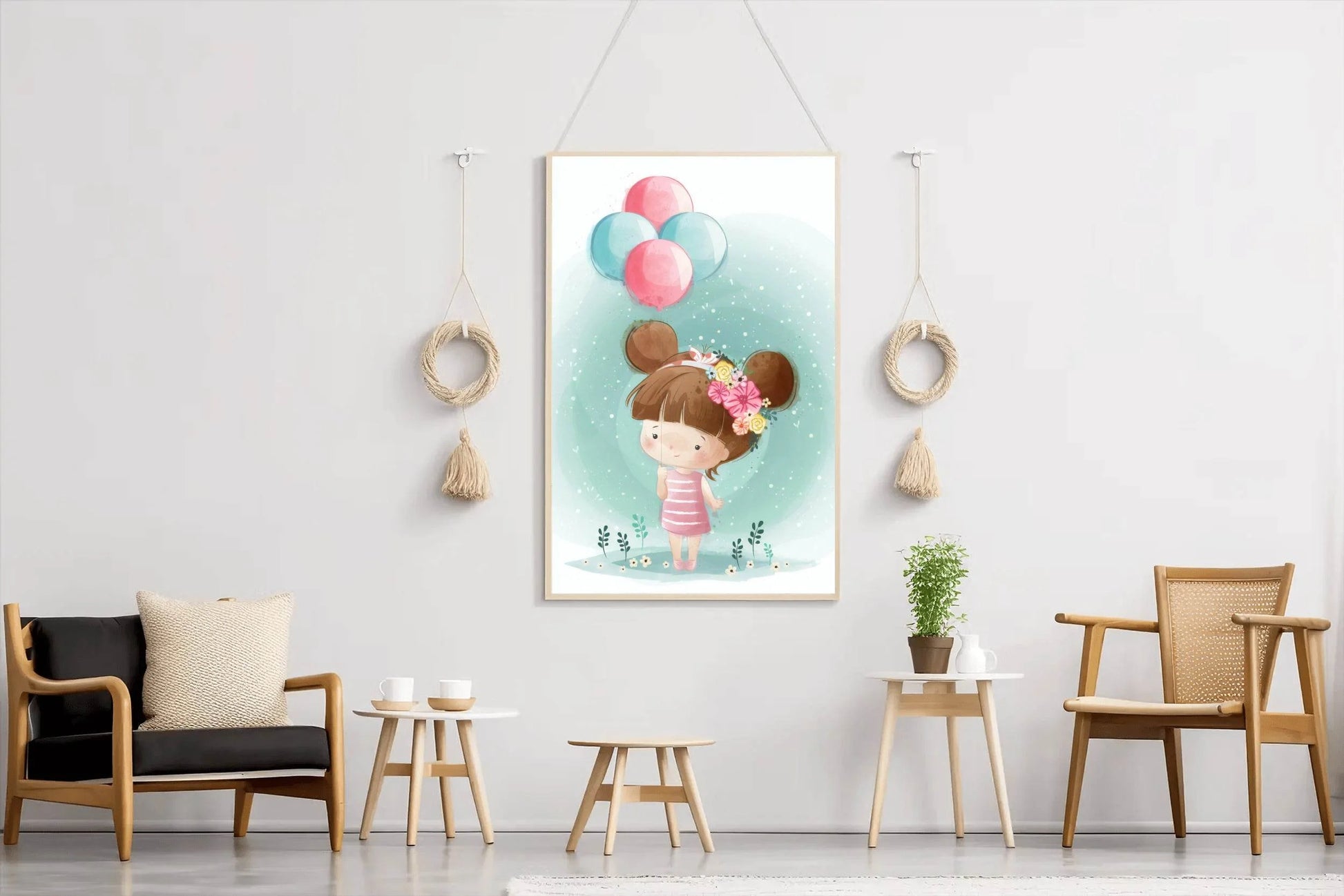 Cute Little Girl Holding Balloons - beink online art store