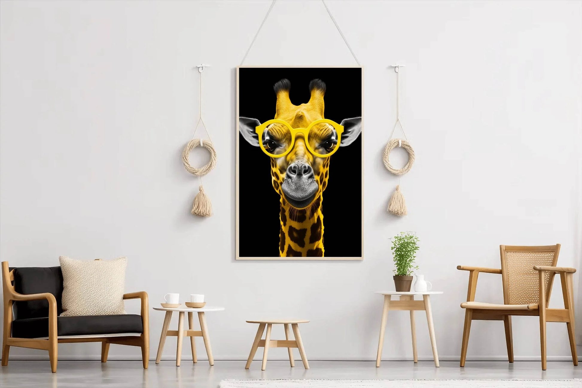 Yellow Cool Look Giraffe With Goggle Wall Art - beink online art store