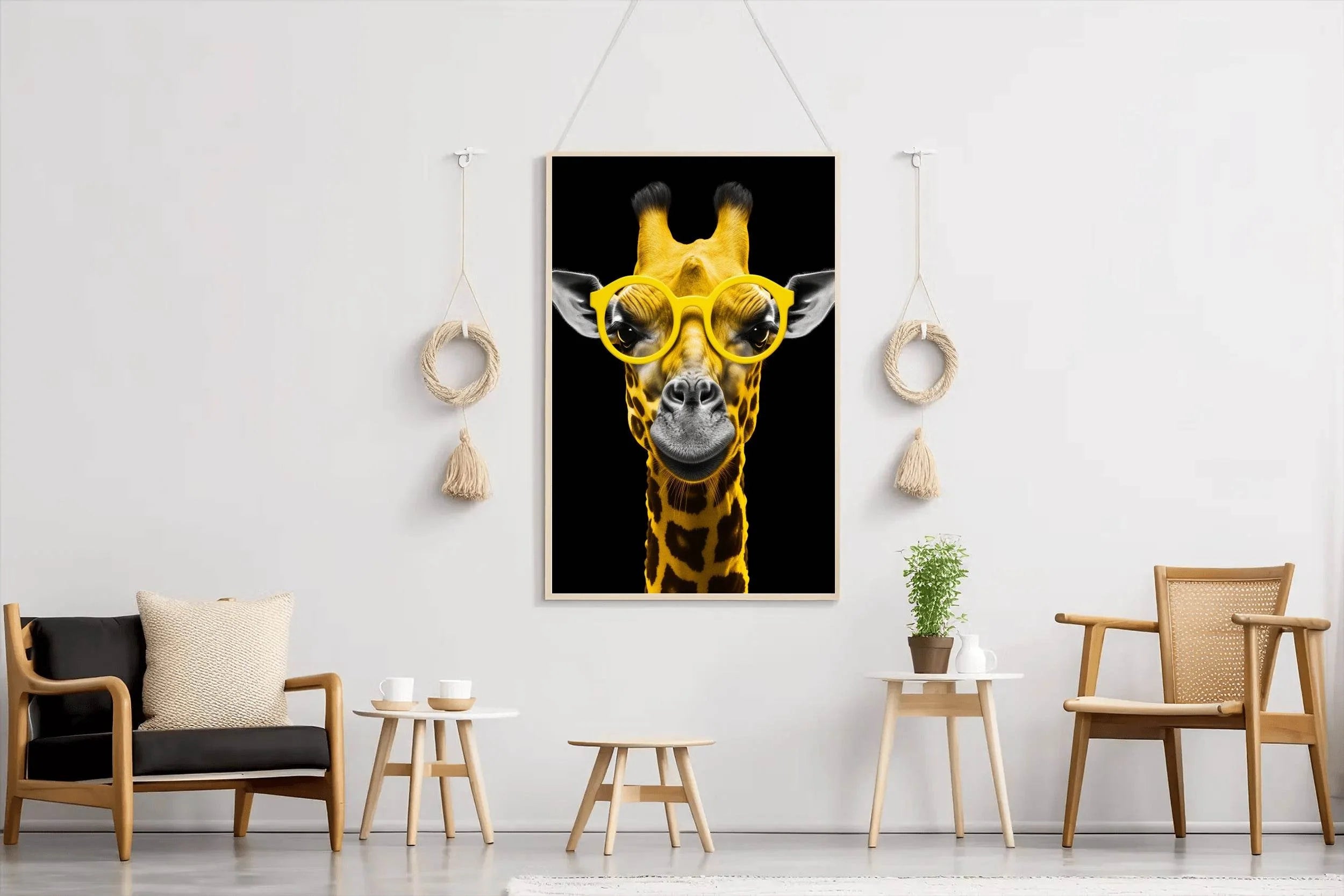 Yellow Cool Look Giraffe With Goggle Wall Art - beink online art store