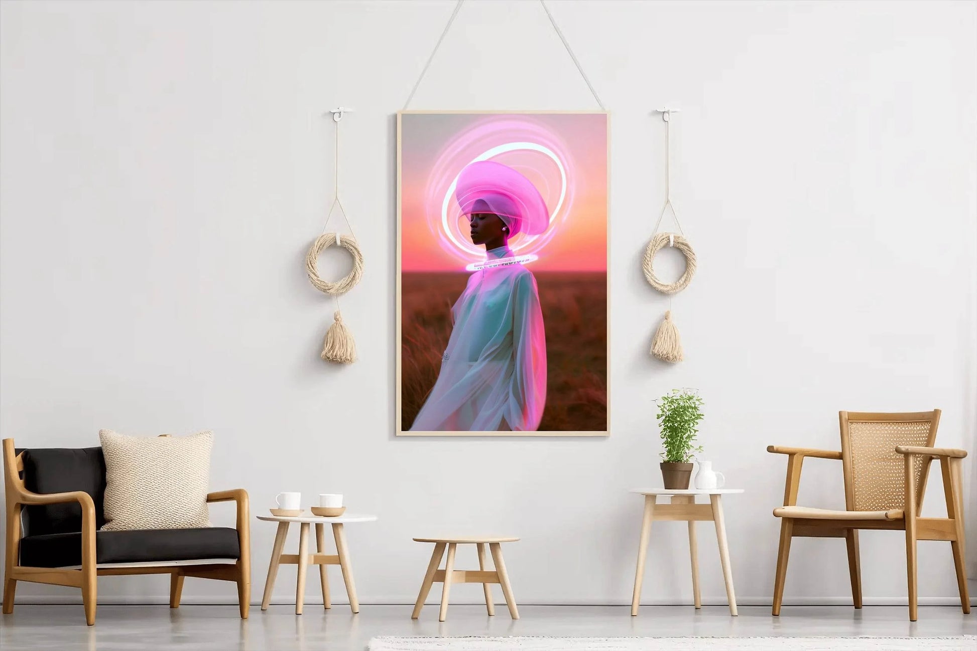 Painting of a Woman in a Flowing White Dress - beink online art store