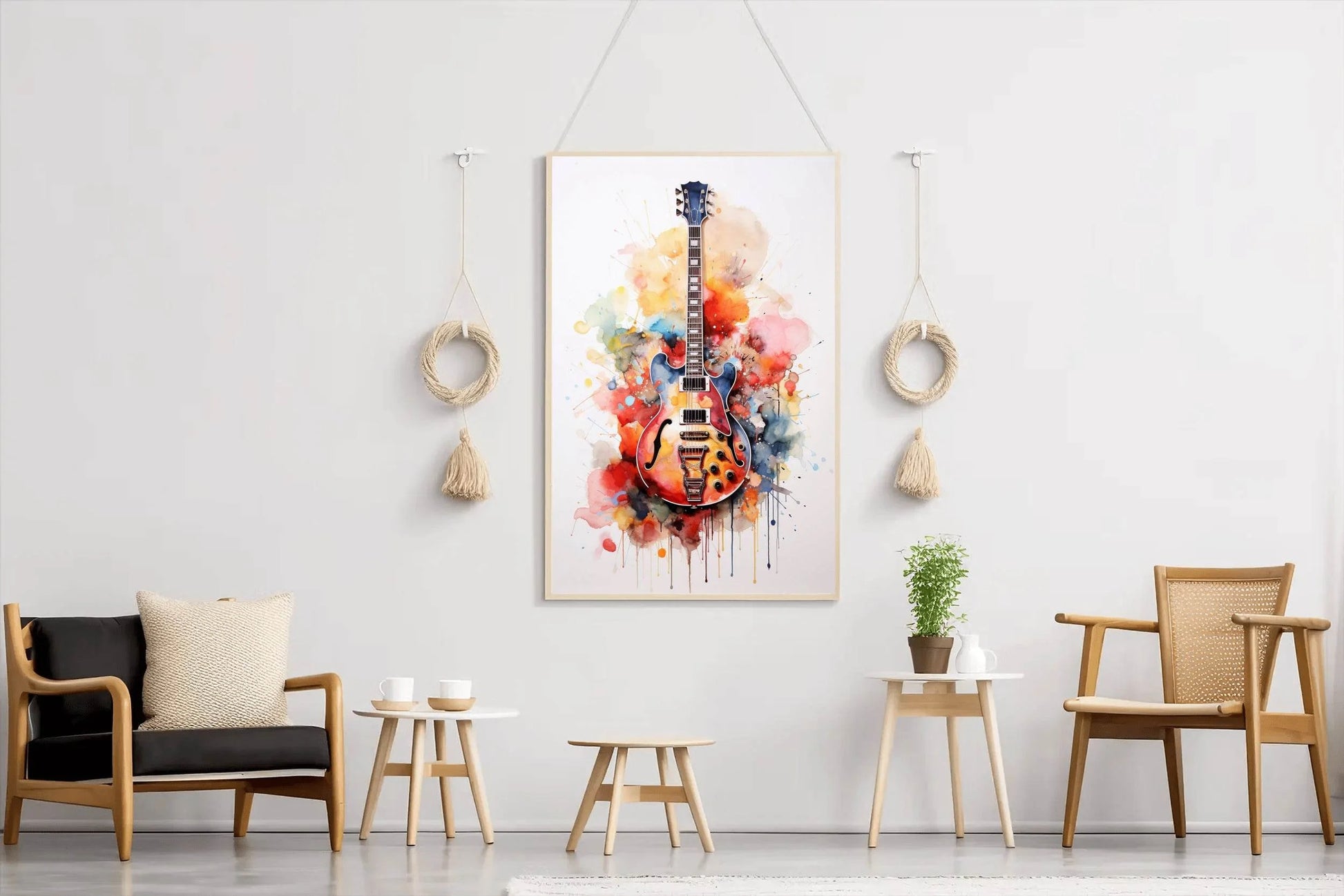 Guitar Painting With Colorful Patterns Wall Art - beink online art store