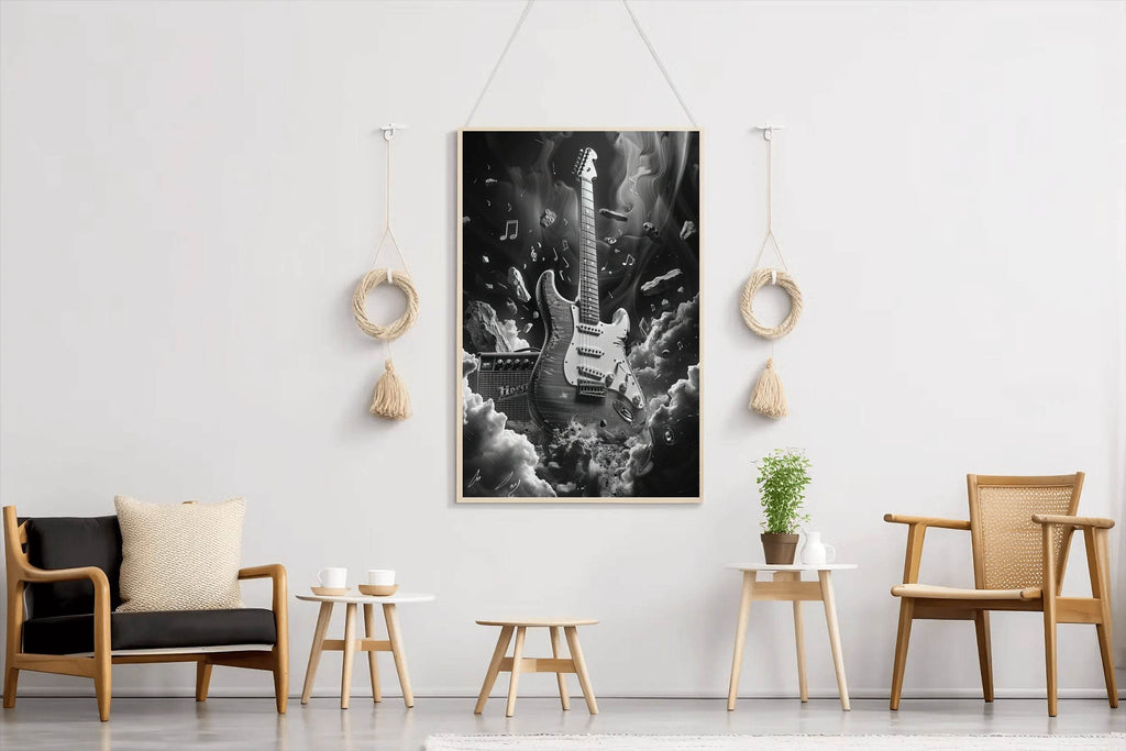Black Rock Electric Guitar Wall Art - beink online art store