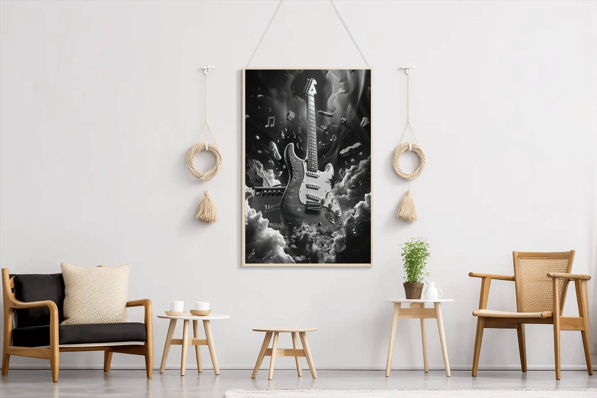 Black Rock Electric Guitar Wall Art - beink online art store