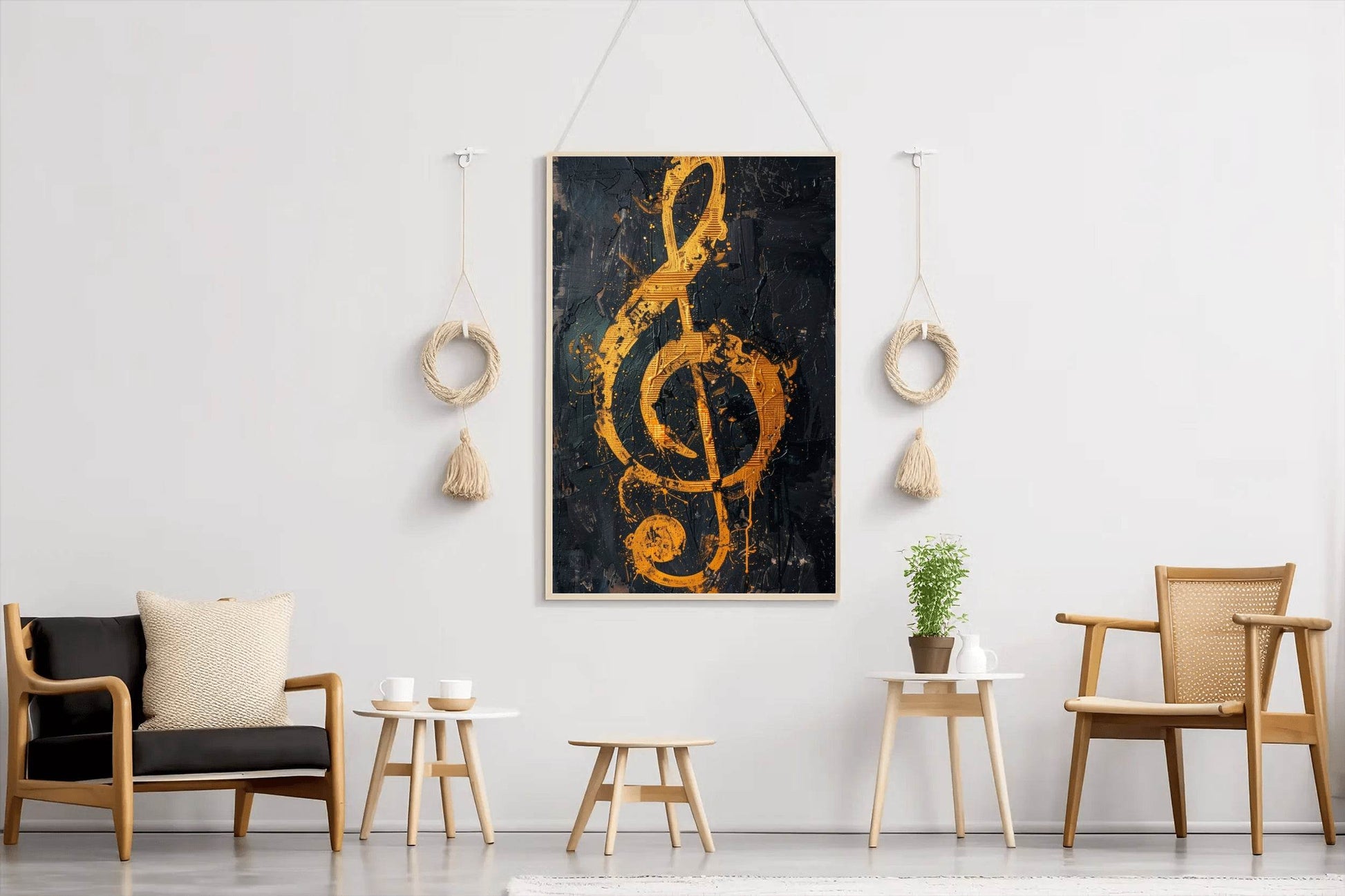 Yellow Musical Notes Wall Art - beink online art store
