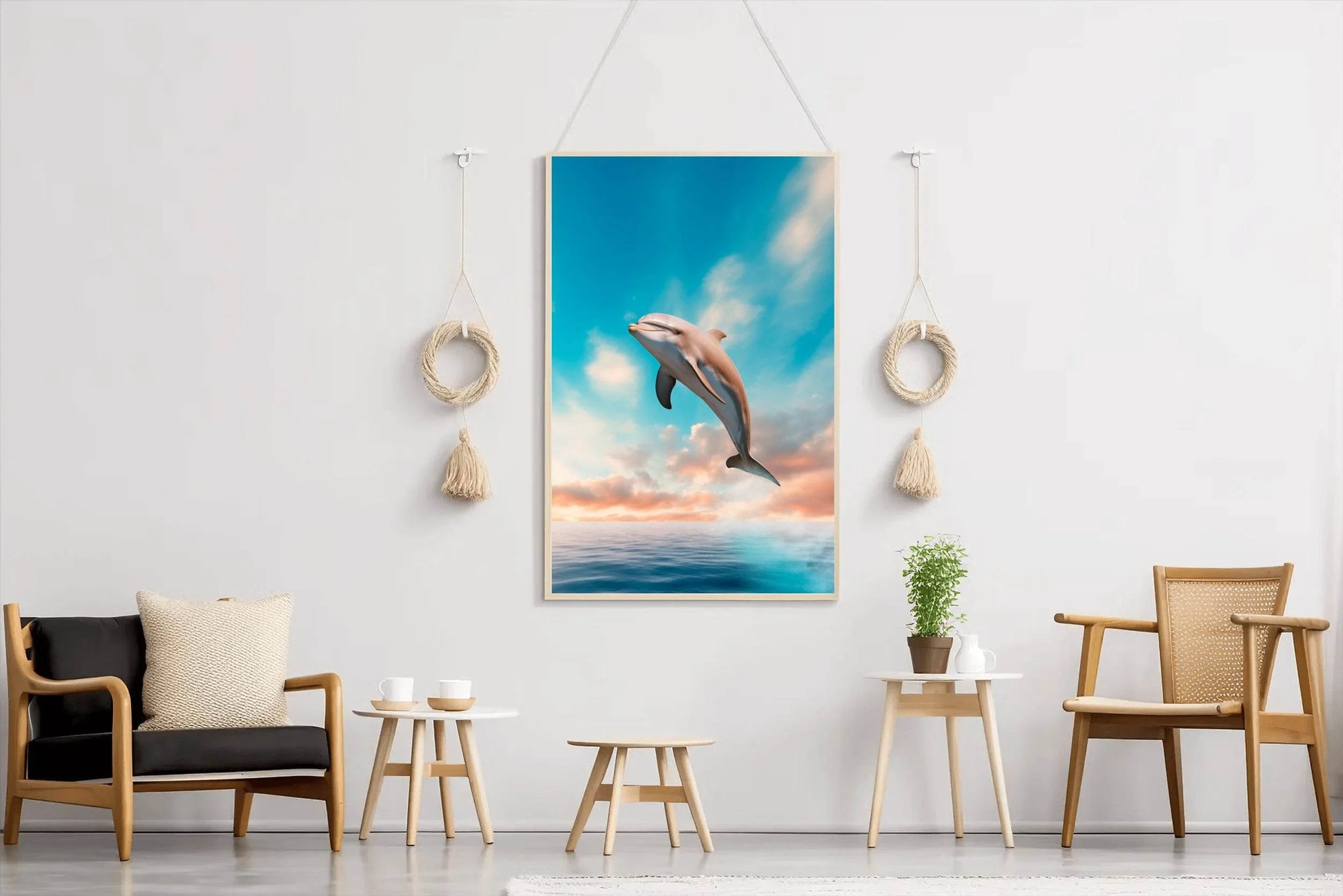 Fantsy Dolphin Jumping Out of Water Wall Art - beink online art store