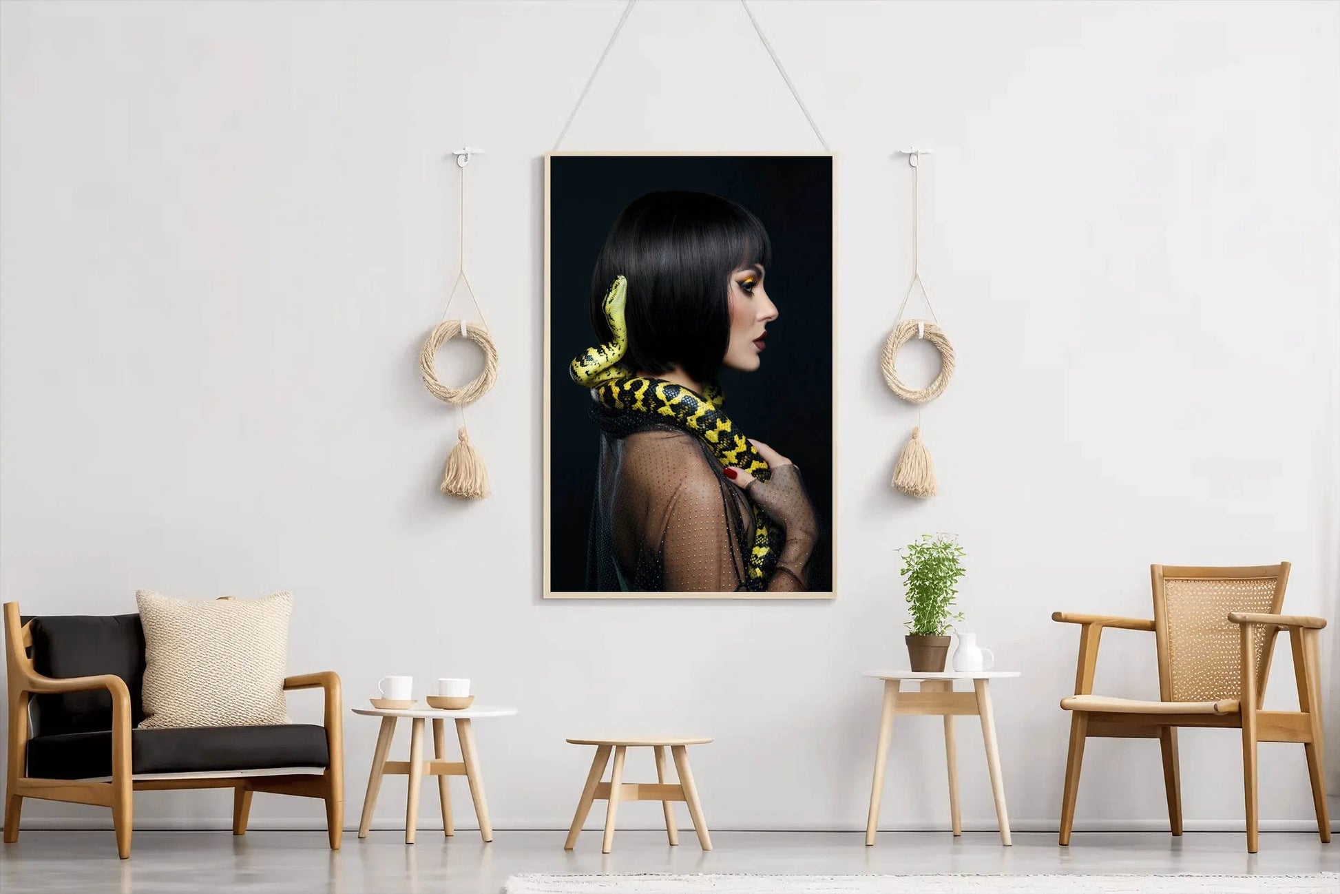 Yellow Python on Girl's Shoulder Wall Art - beink online art store