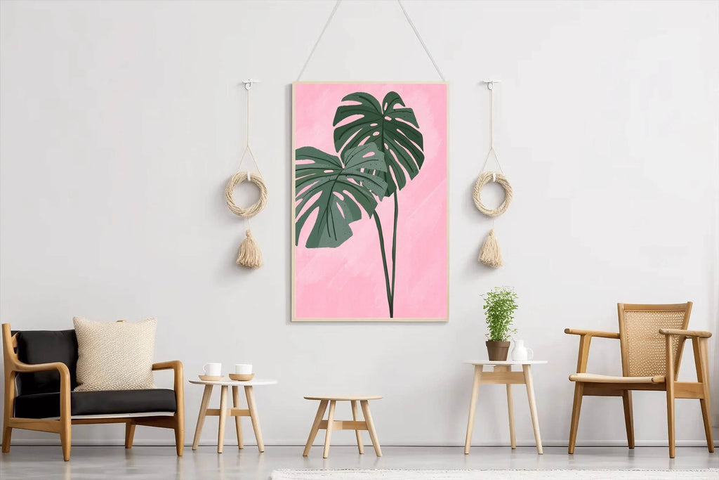 Monstera Deliciosa Plant Drawing Wall Art - beink online art store