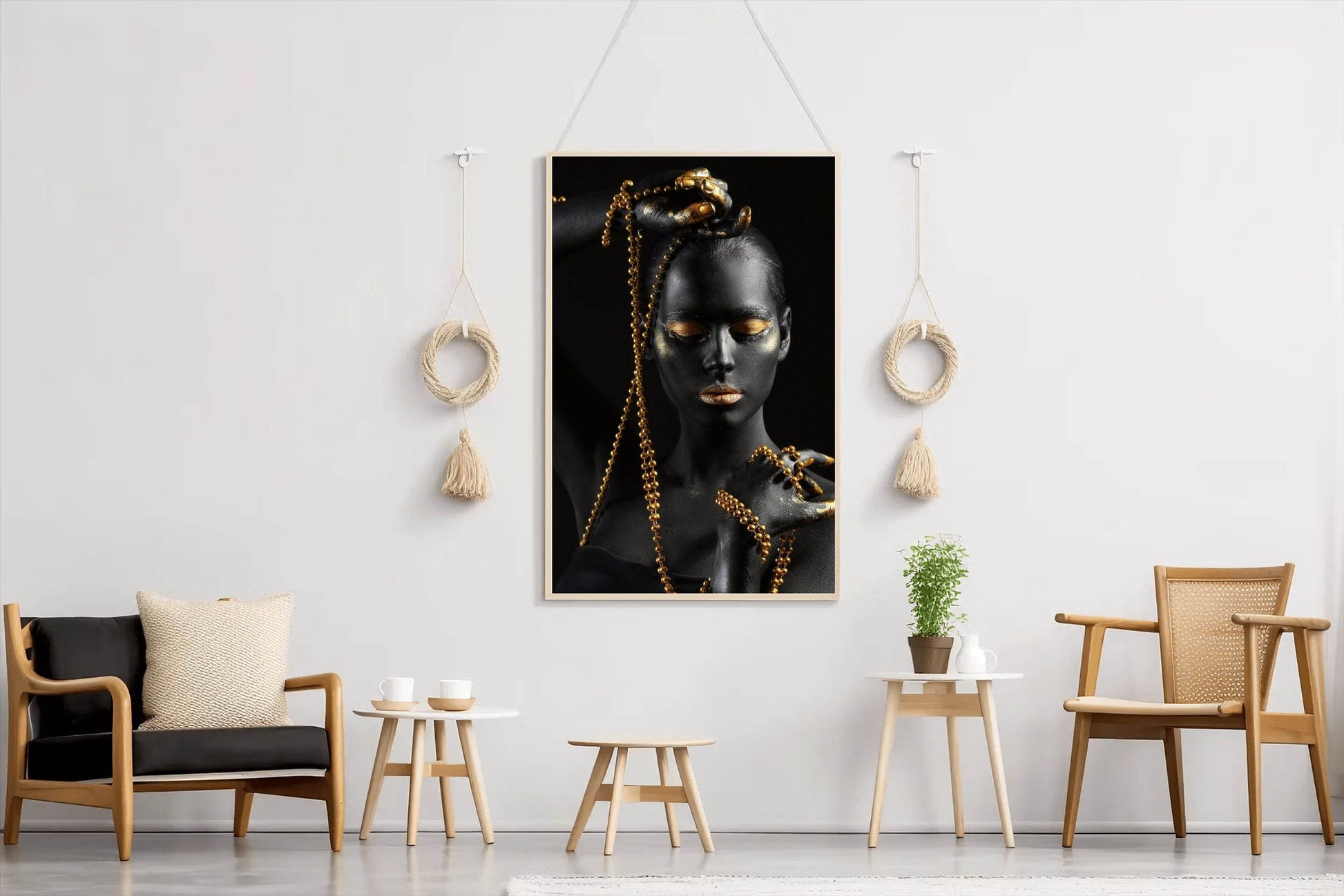 African Black Woman with Golden Jewelry - beink online art store