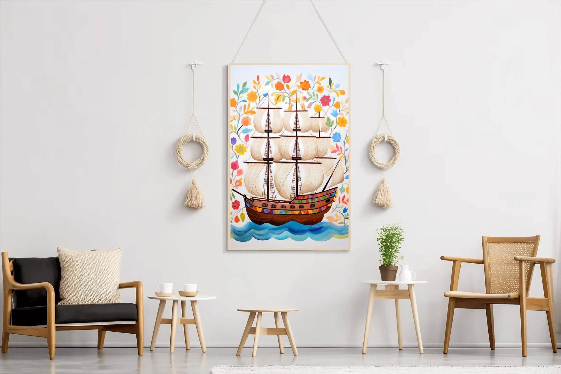 Watercolor Painting of Pirates Ship - beink online art store