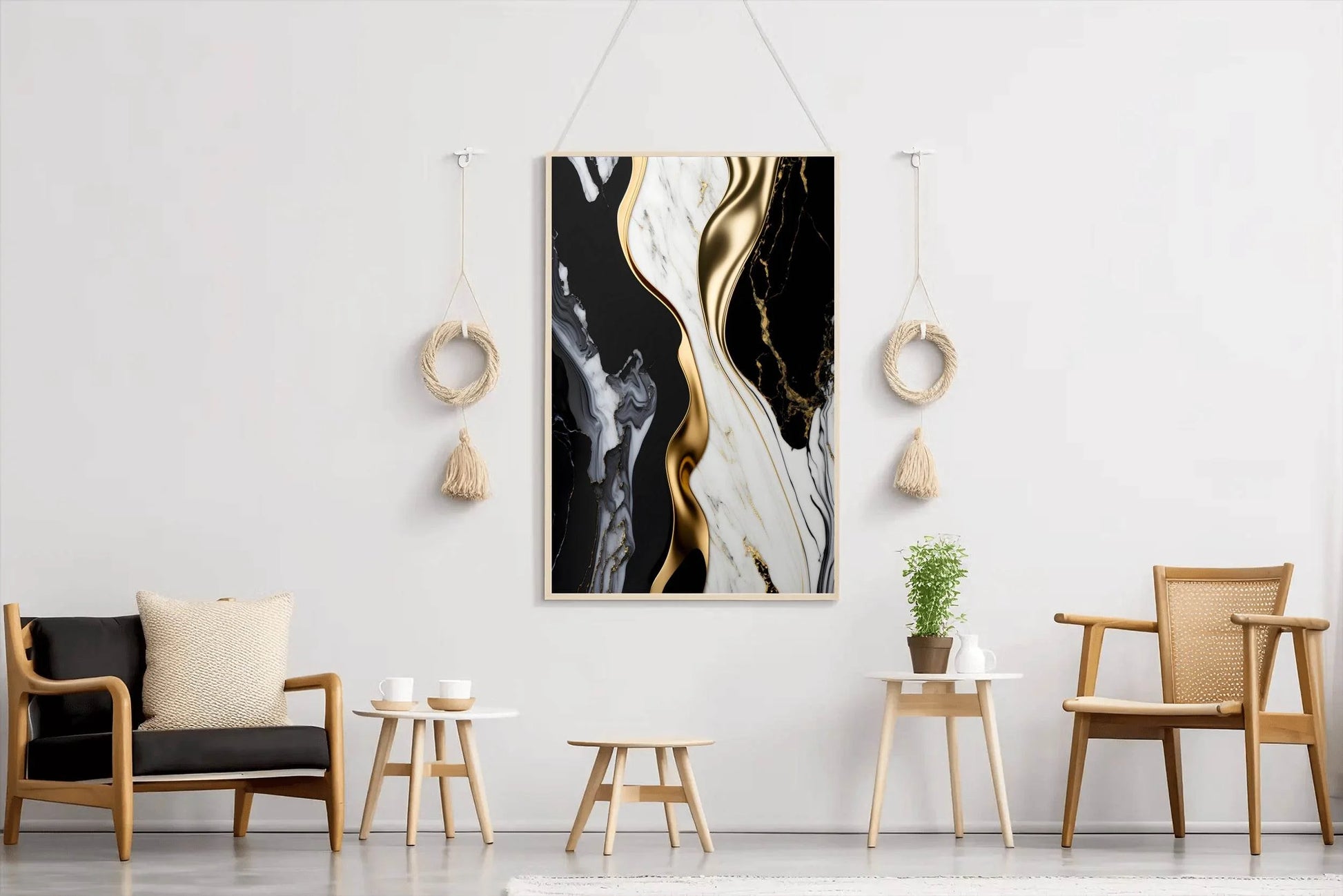 Black White And Gold Mmarble Facade Wall Art - beink online art store