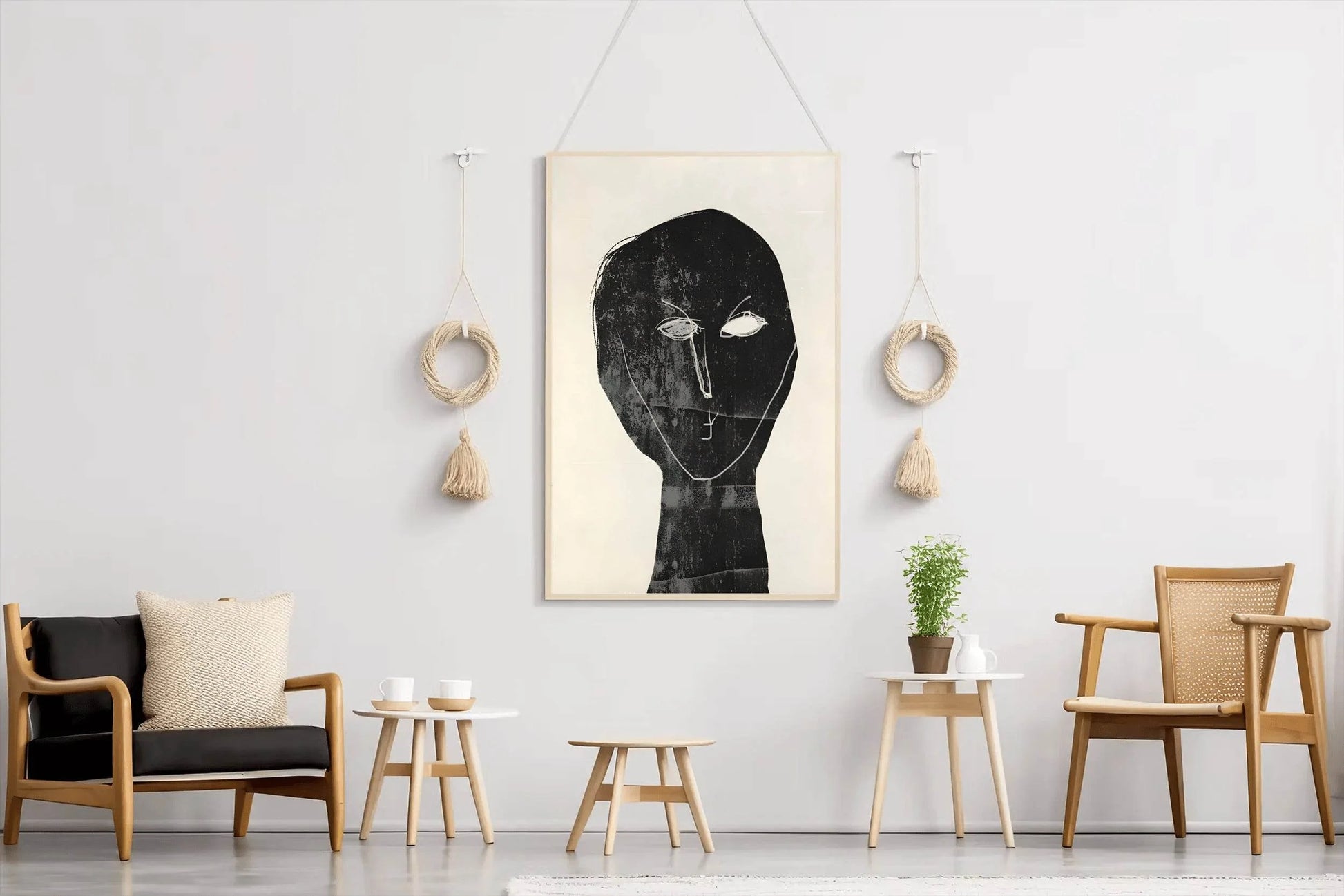 Black Ink-Stained Face Modern Wall Art - beink online art store