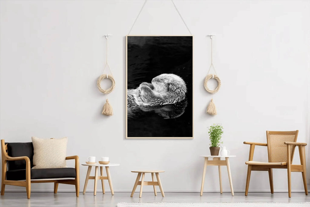 Sea Otter Black & White Wall Art - beink online art store