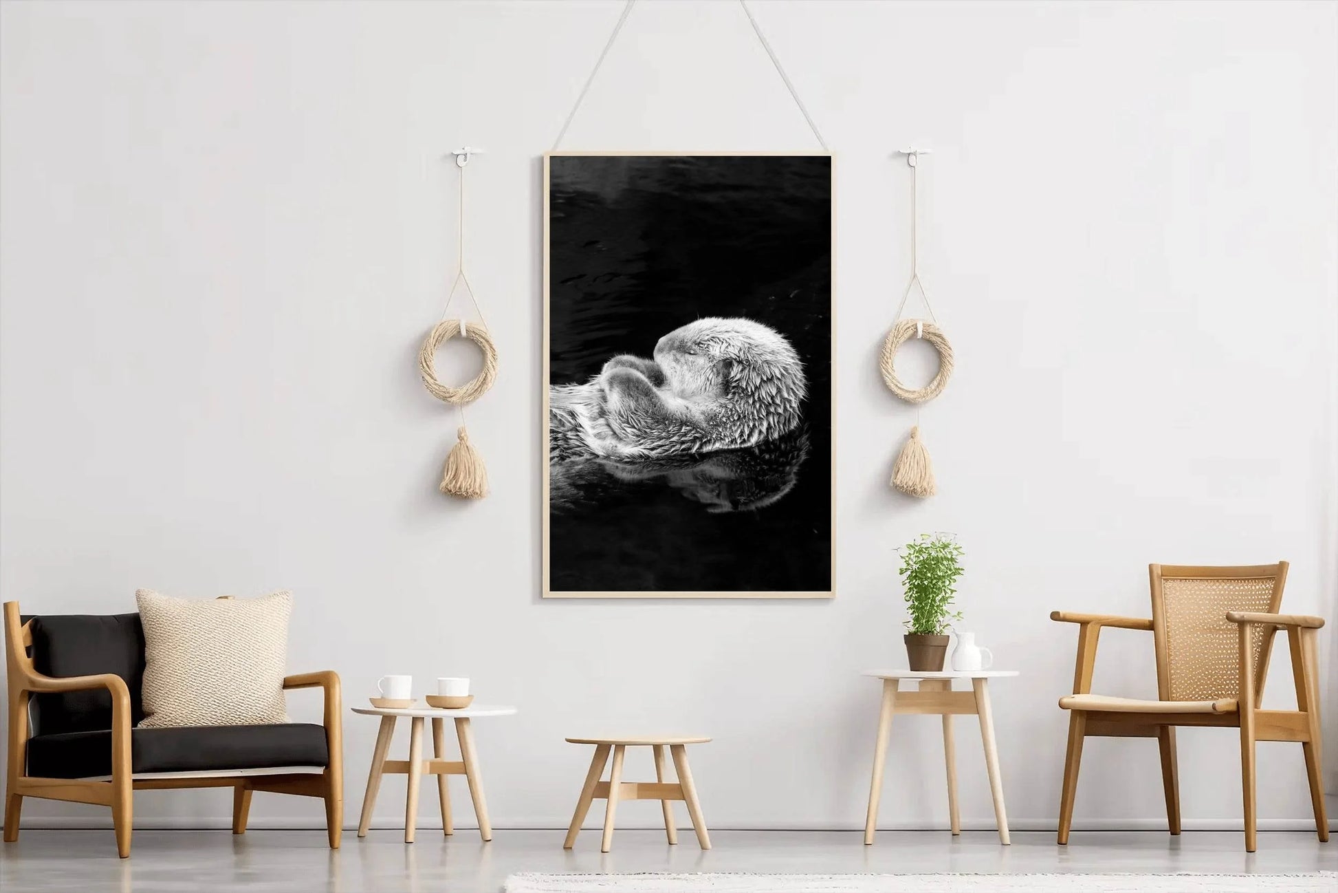 Sea Otter Black & White Wall Art - beink online art store