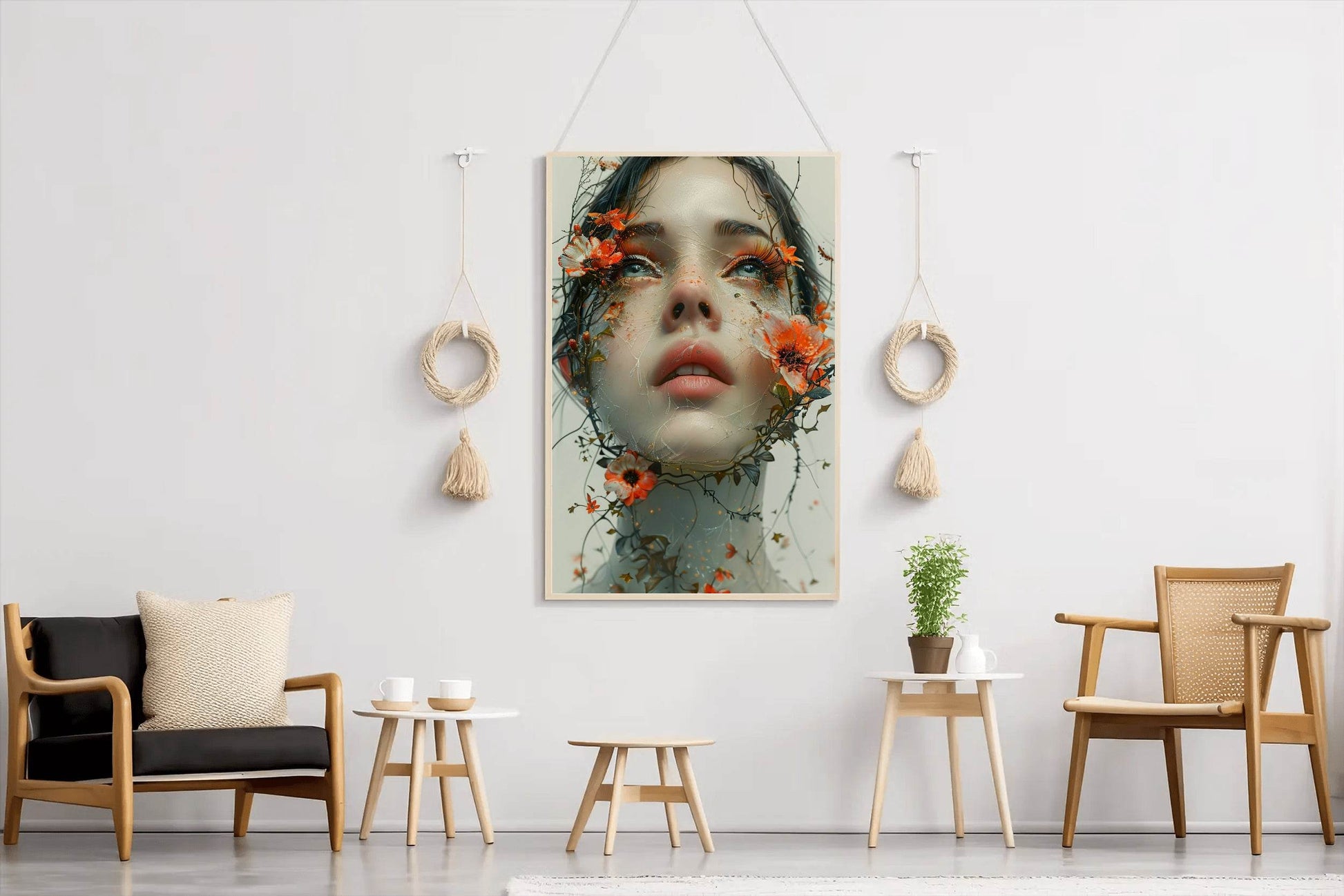 Women With Flowers on Face Digital Art - beink online art store