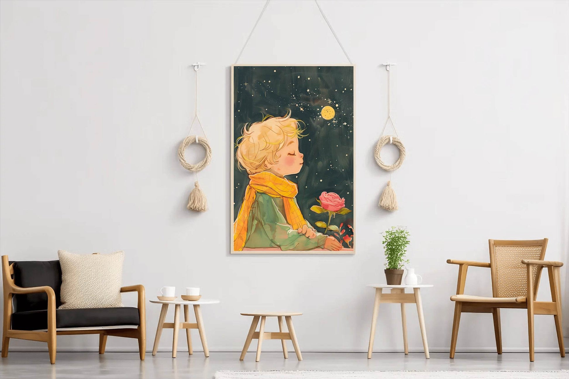 Painting of a Girl With Moon Background - beink online art store