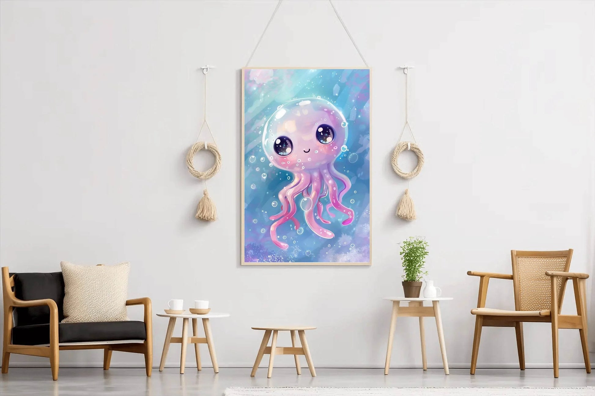Cartoon Octopus With Bubbles Wall Art - beink online art store