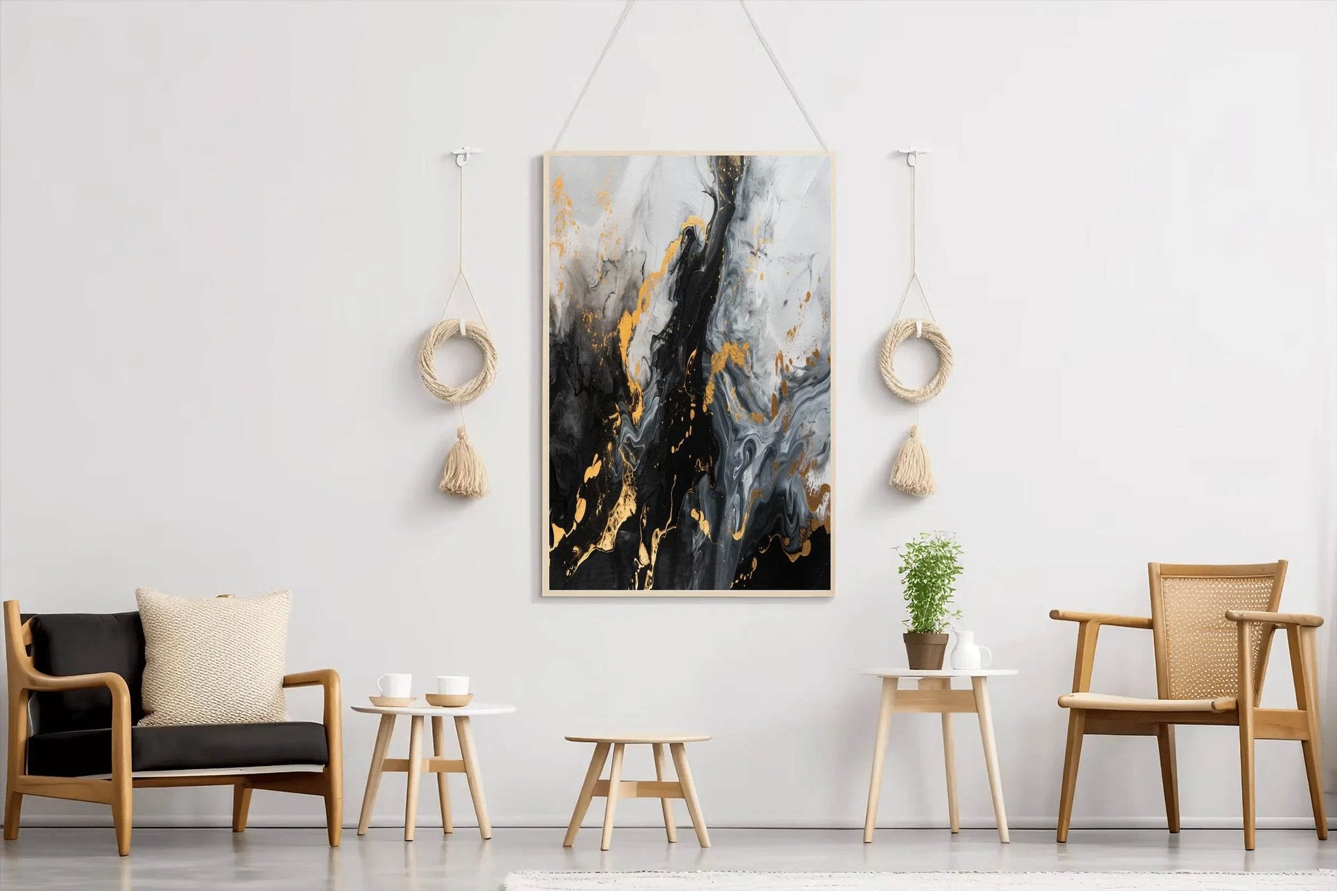 Mixed Black White And Gold Marble Wall Art - beink online art store